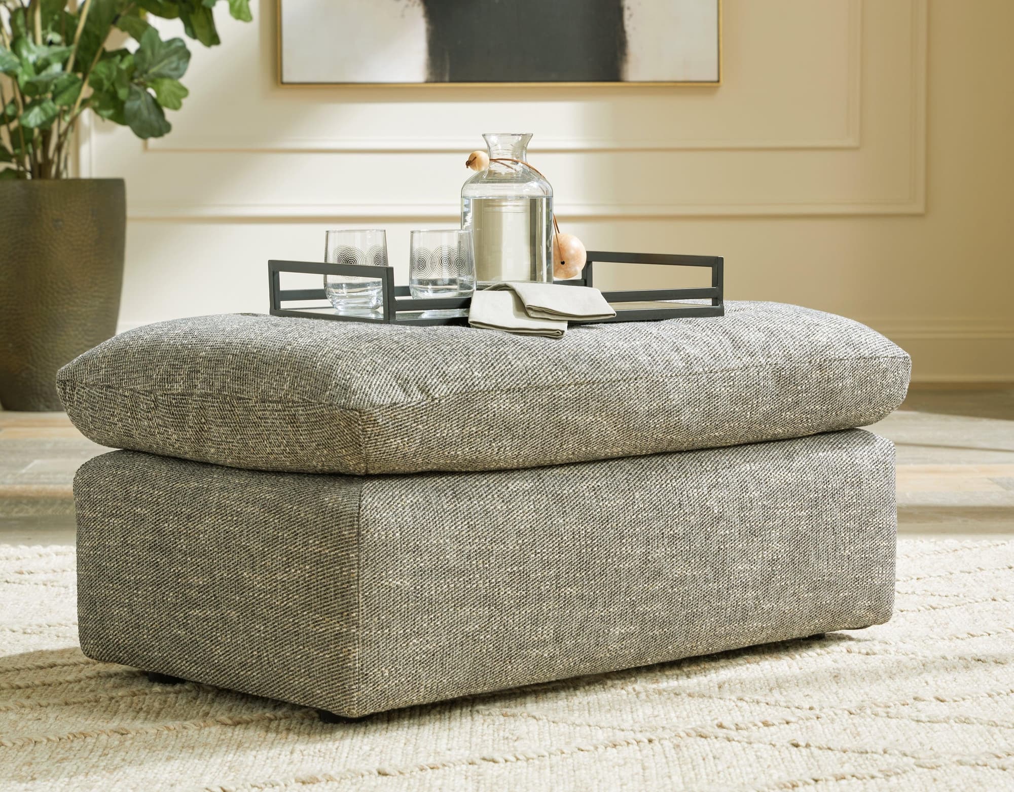 Dramatic Granite Chenille Ottoman - Image 1