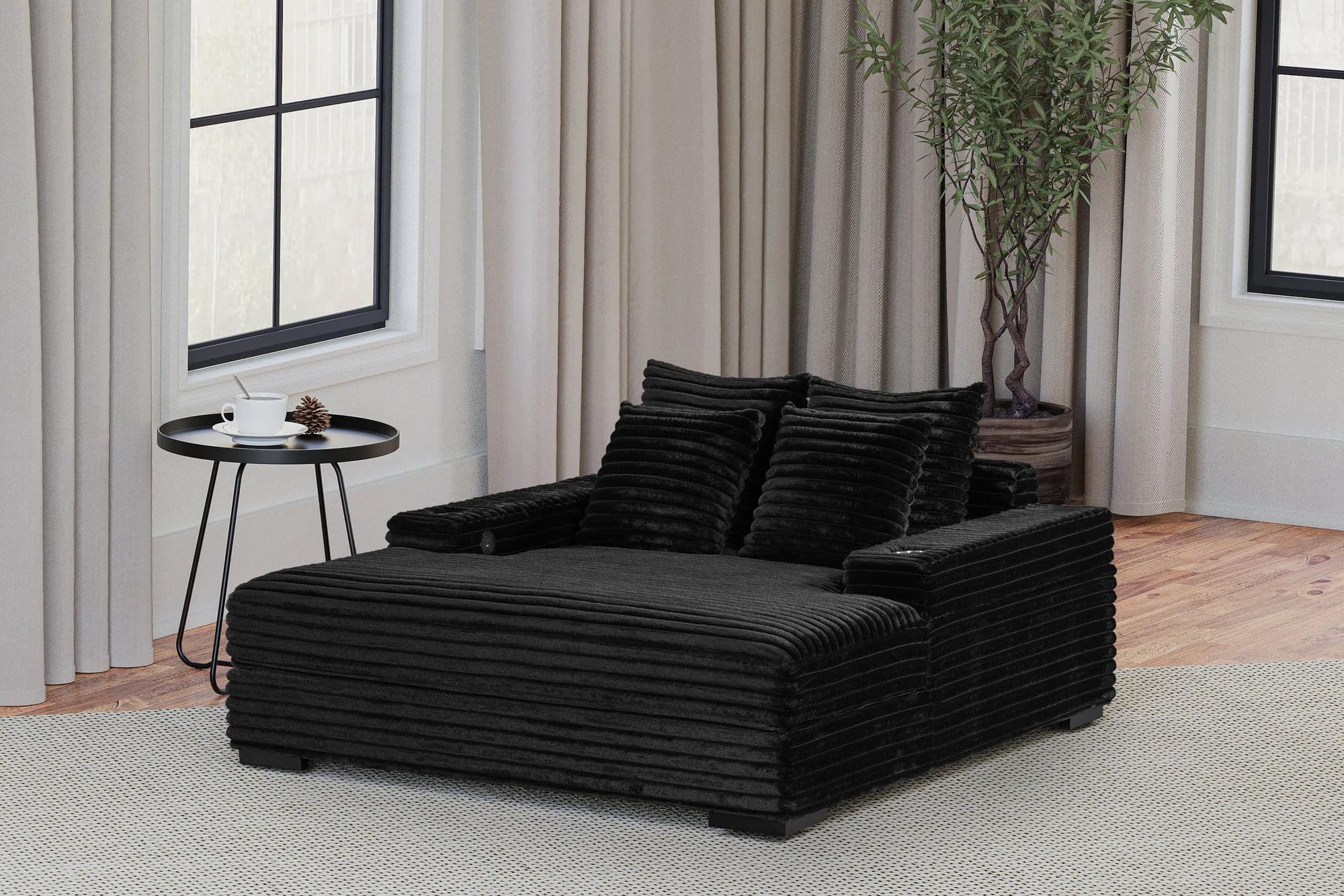 Happy Homes 3400 Black Chaise Lounge - Image 1