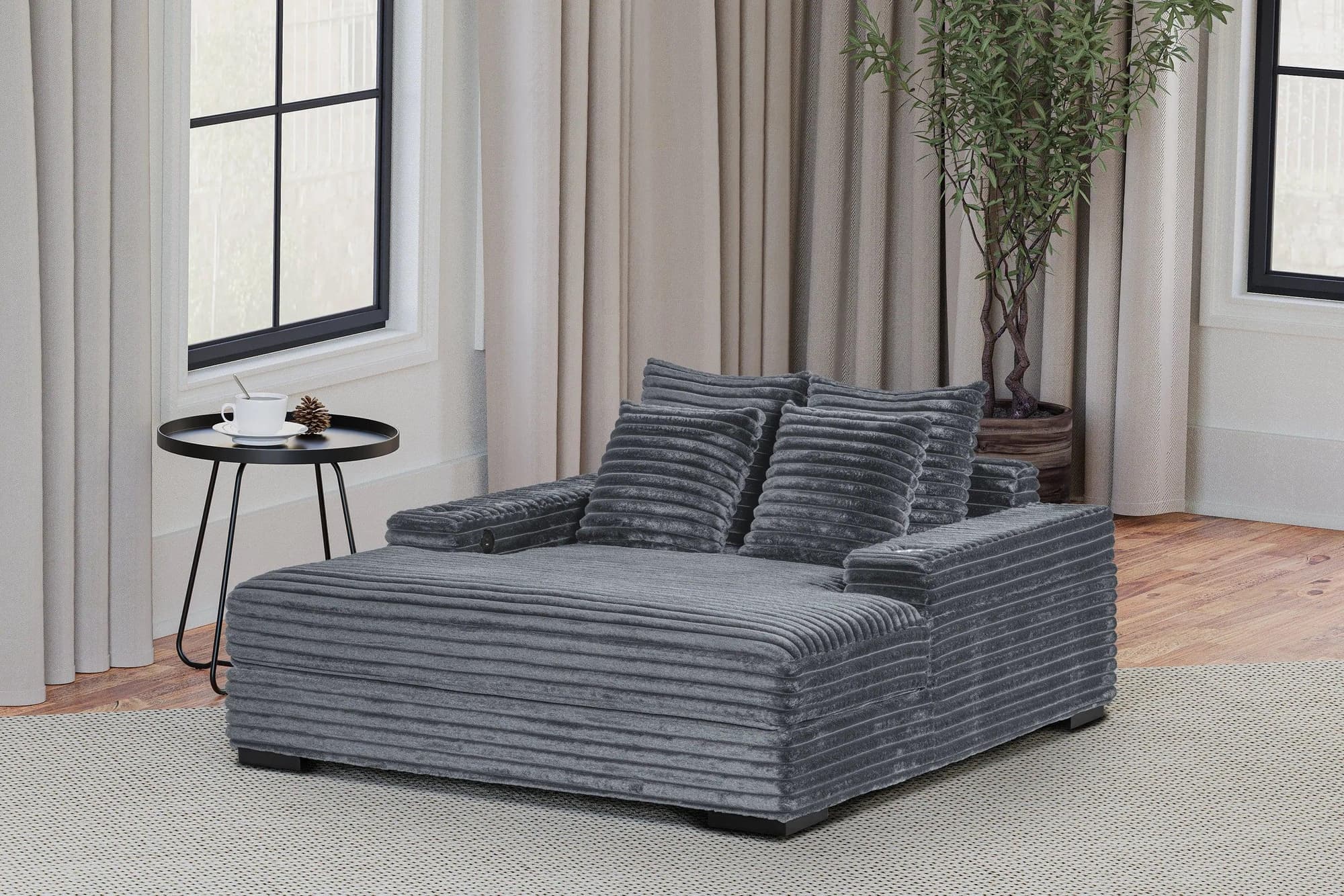 Happy Homes 3800 Charcoal Chaise Lounge - Image 1