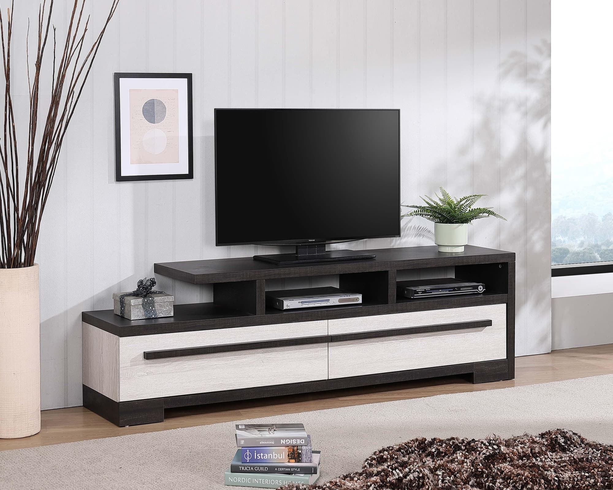 Remington Chalk Ebony Storage TV Stand - Image 1