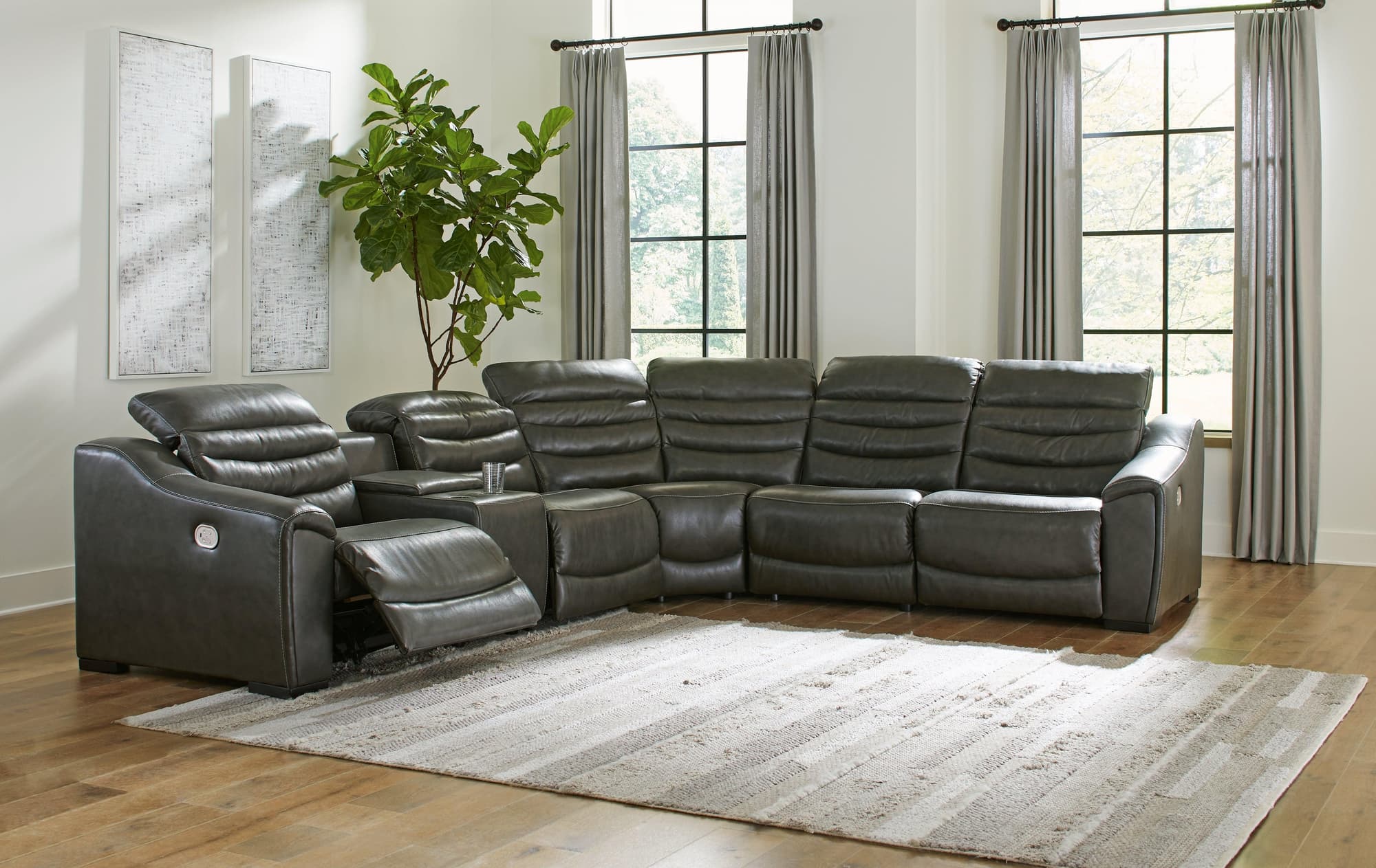 Center Line Dark Gray 6-Piece Power Reclining Sectional - Image 1