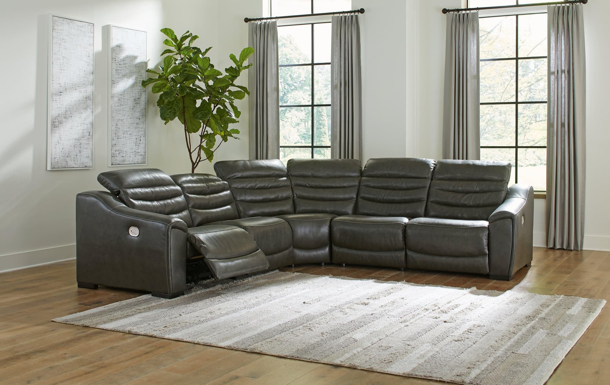 Center Line Dark Gray 5-Piece Power Reclining Sectional - Image 1