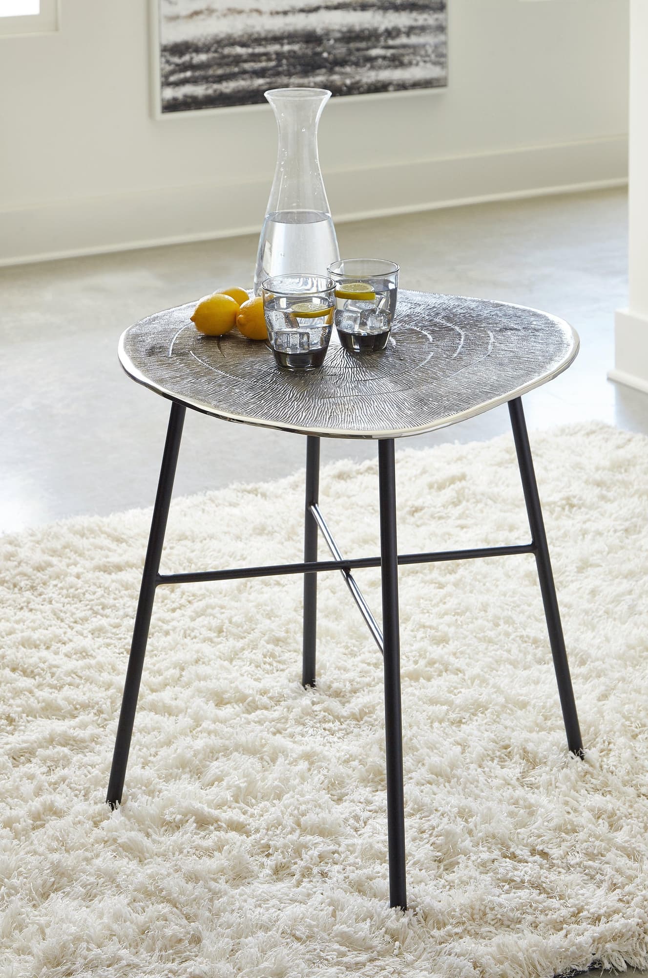 Laverford Chrome Black End Table - Image 1