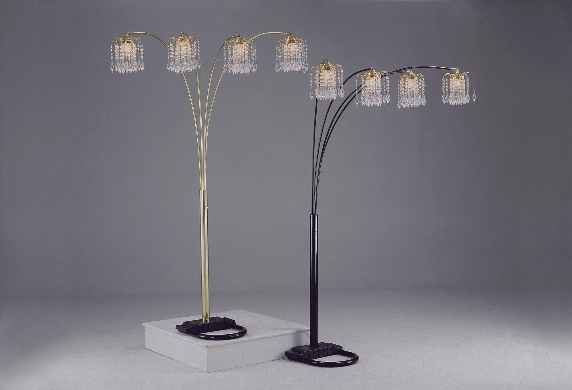 Rain Black Gold Pewter Majestic Drop Arc Floor Lamp - Image 1