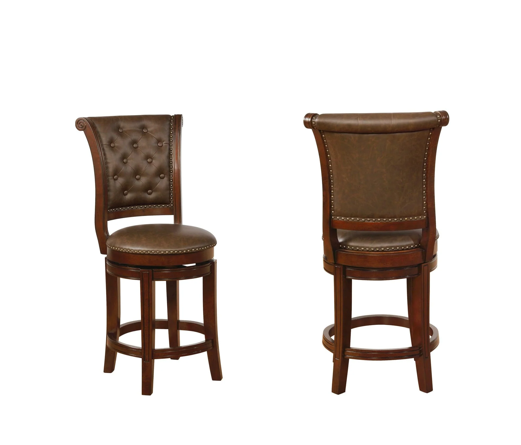 Granville Swivel Espresso Brown Fabric Counter Height Stool - Image 1