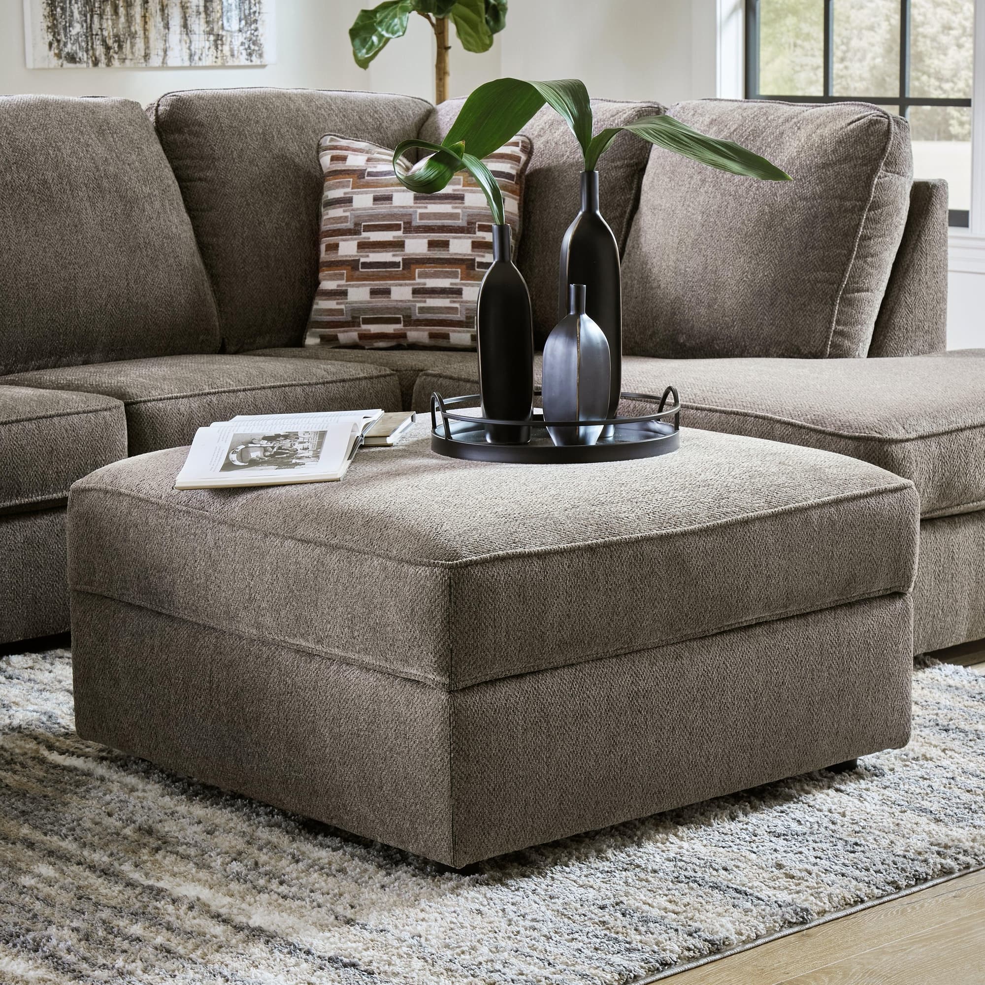 O'phannon Putty Chenille Ottoman With Storage - Image 1