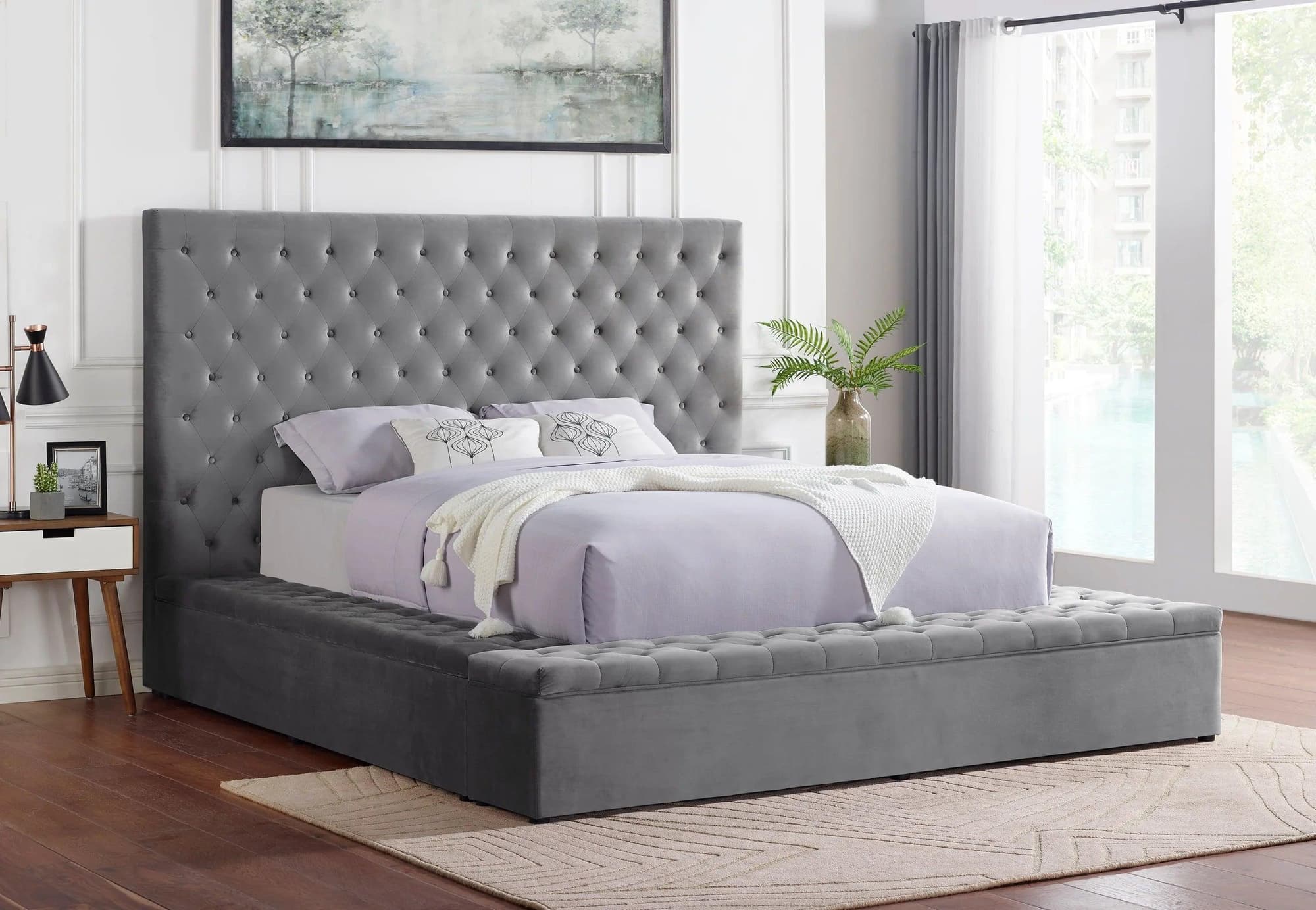 Paris Gray Platform Queen Bed - Image 1