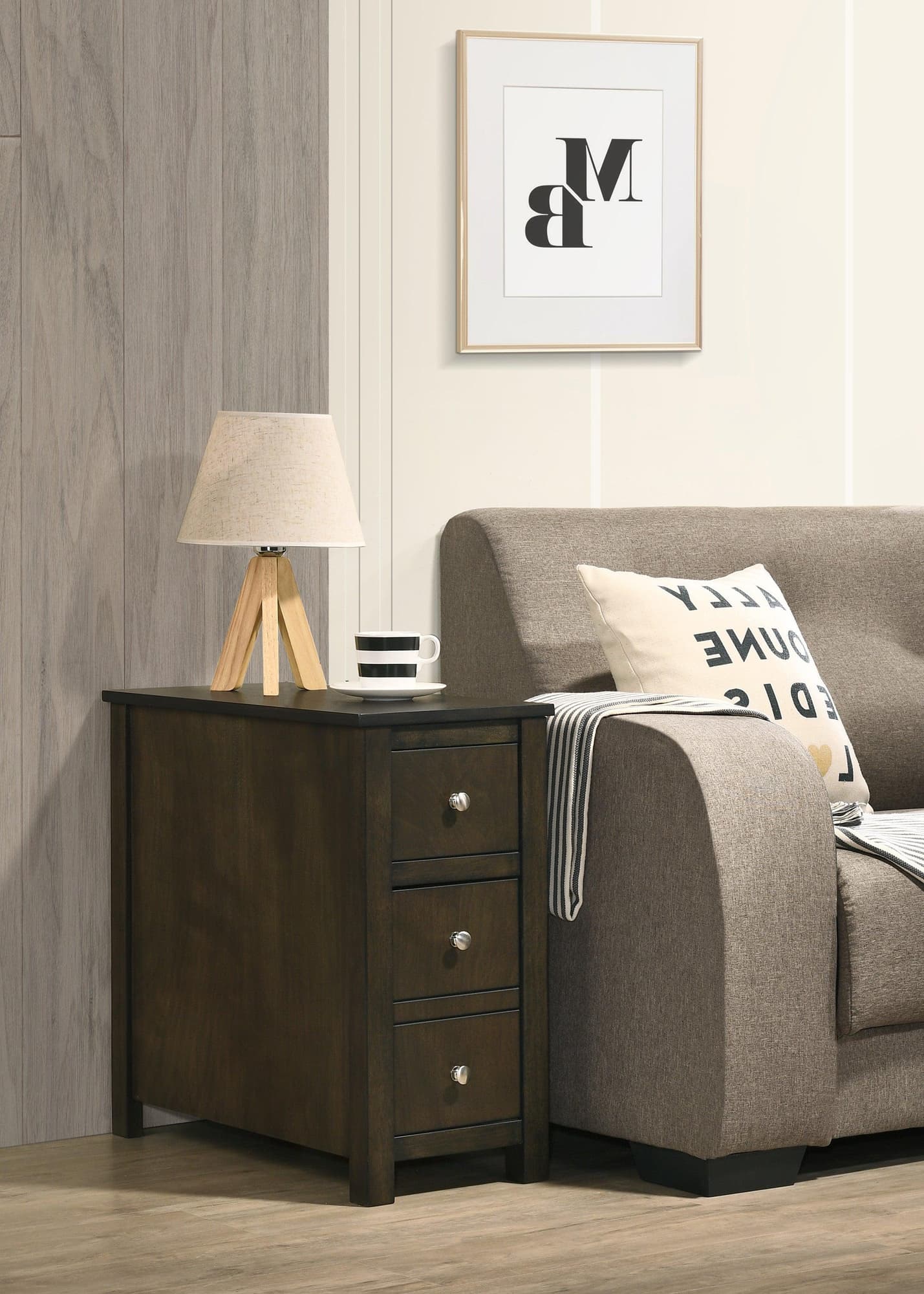 Issac Gray Walnut Chairside Table - Image 1