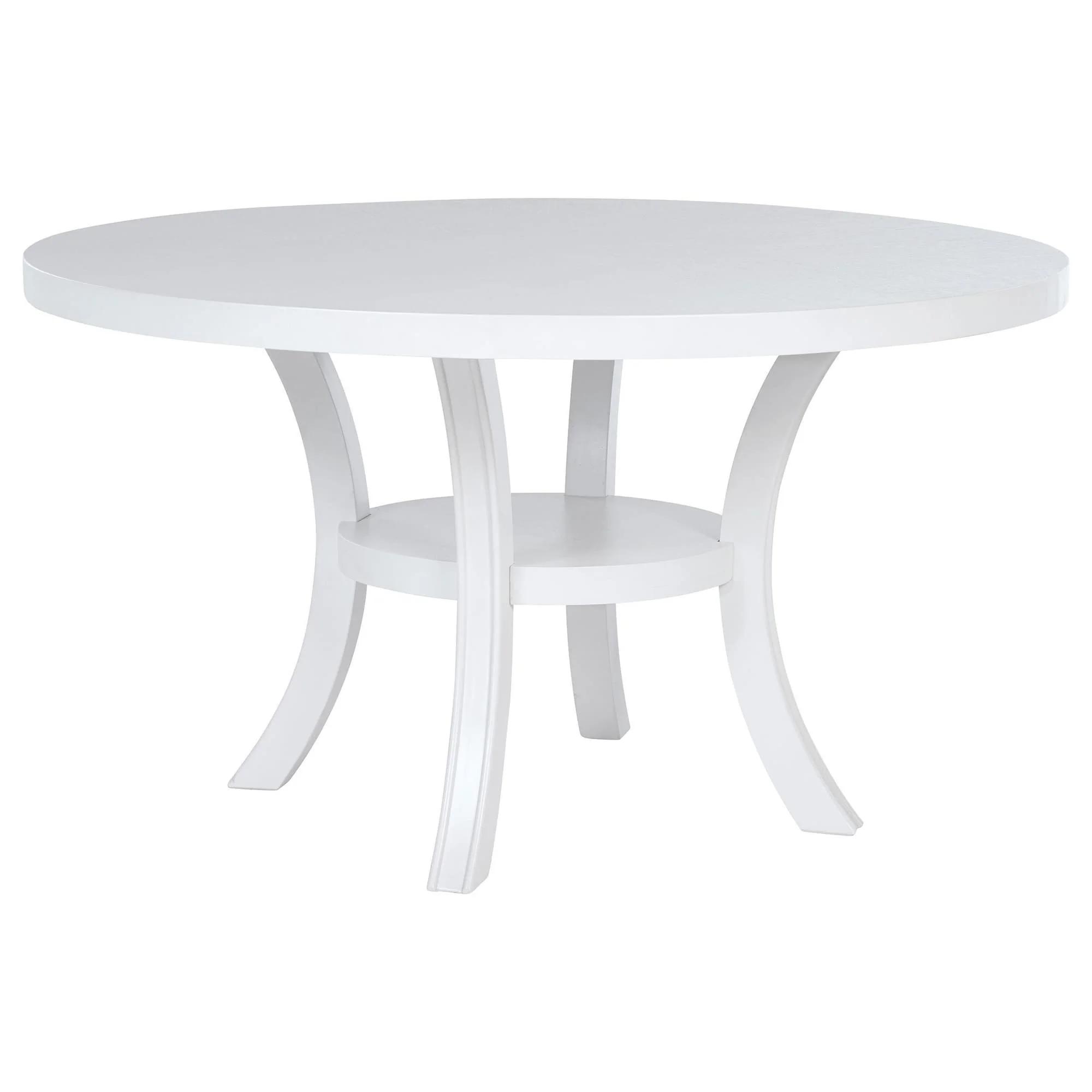 Judd 54-inch Round Dining Wood Table with Shelf Pearl White - Image 1