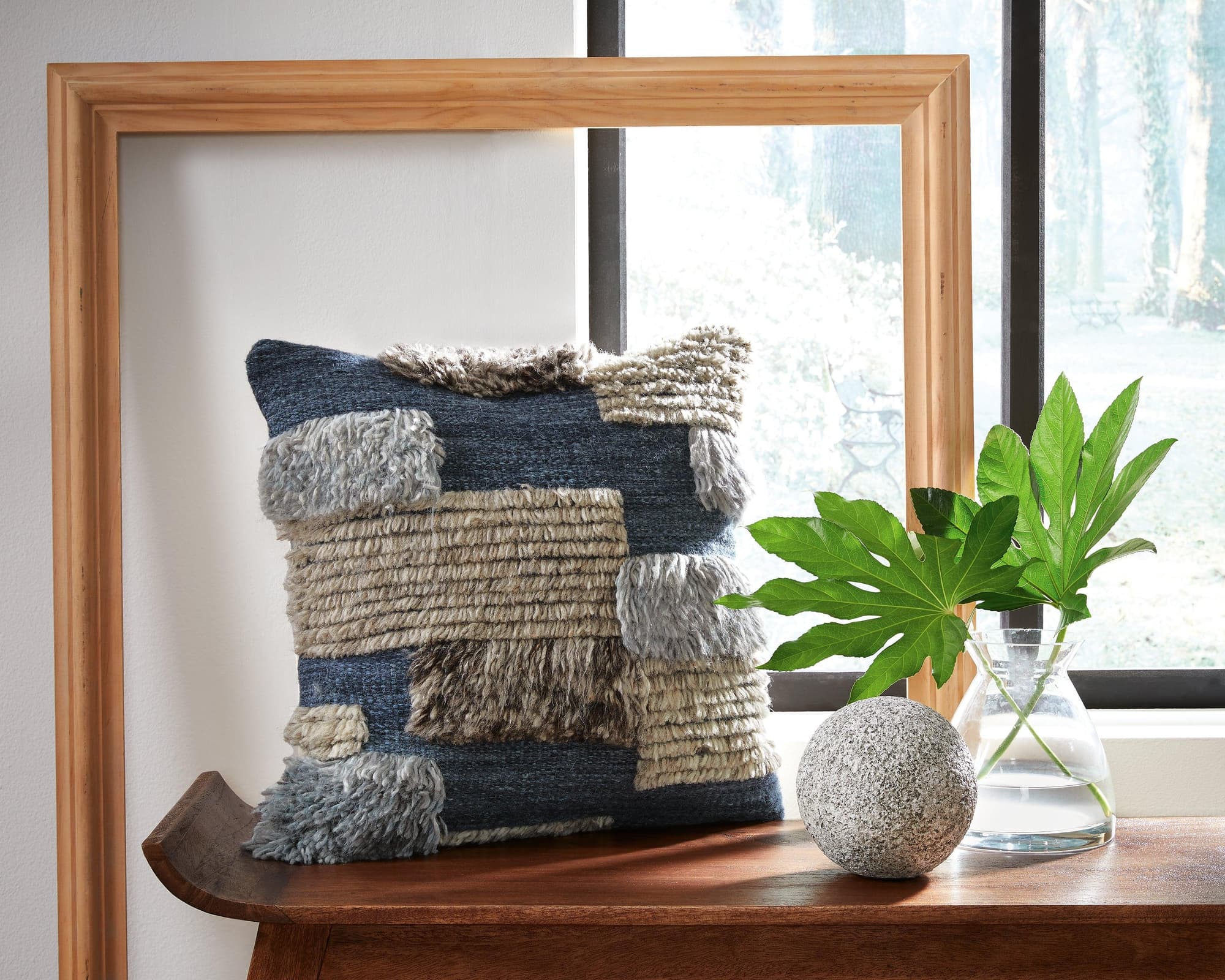 Gibbend Blue Gray White Pillow (Set of 4) - Image 1