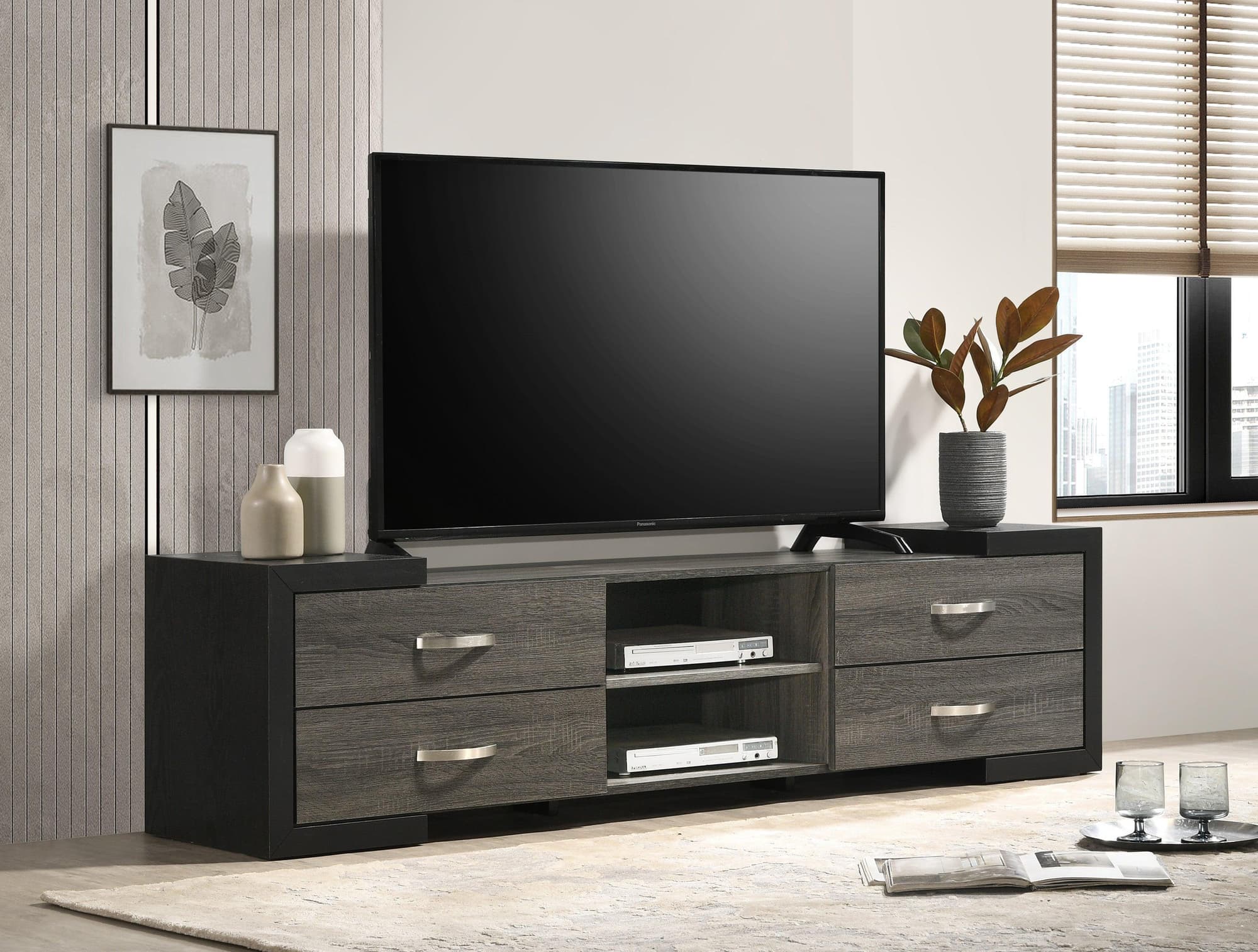 Brant Black Gray TV Stand - Image 1