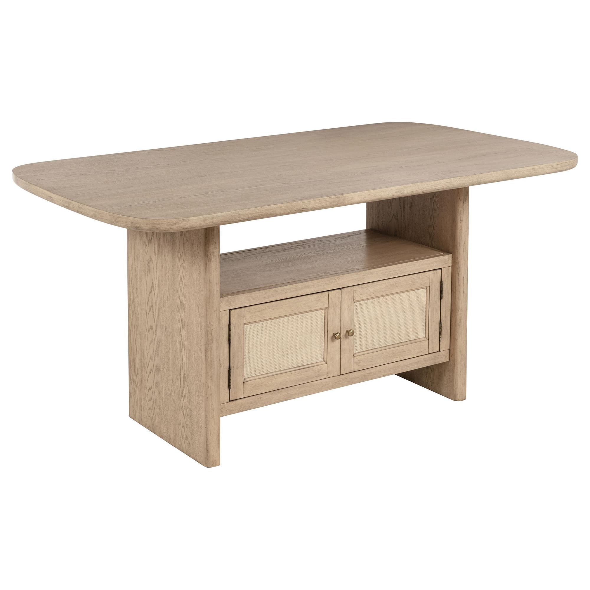 Kailani Cane Counter Height Storage Dining Table Beige Oak - Image 1