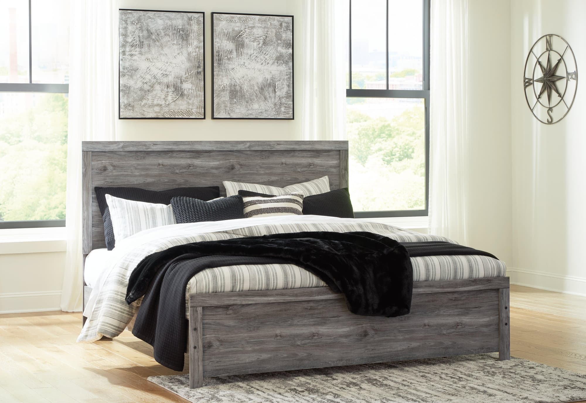 Bronyan Dark Gray King Panel Bed - Image 1