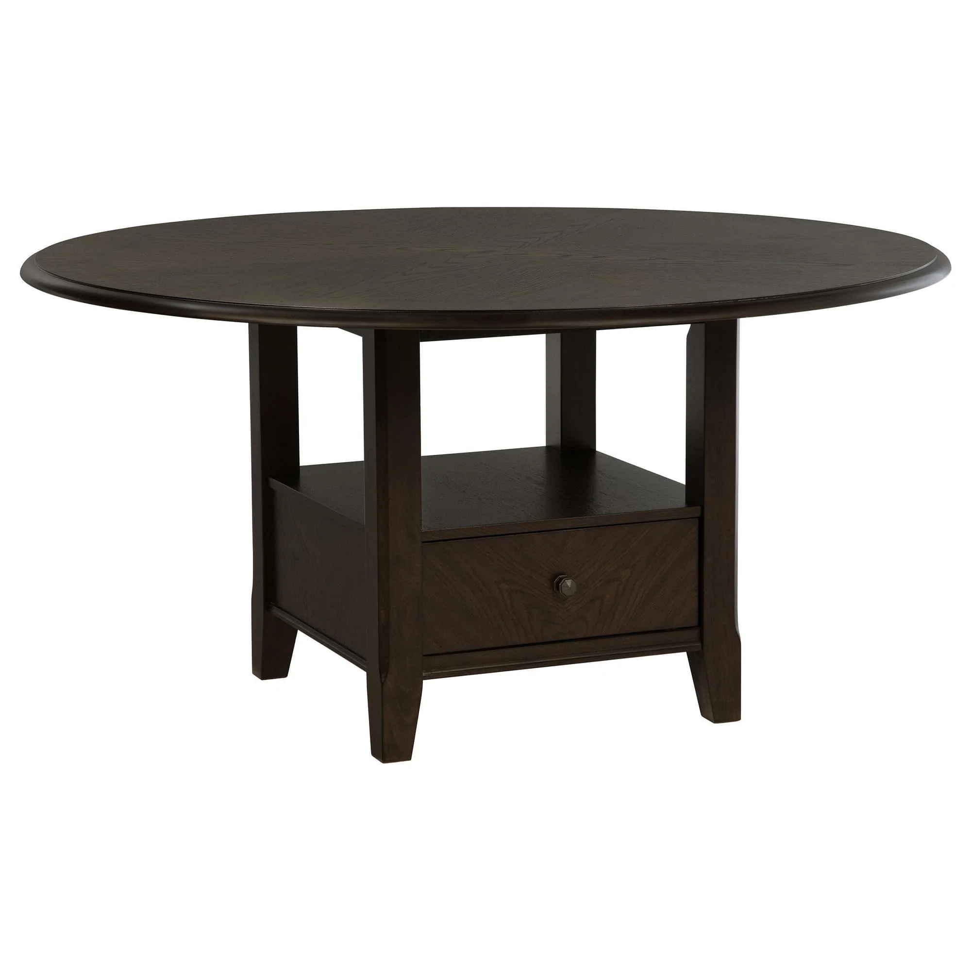 Twyla 60-inch Round Dining Table with Drawer Dark Cocoa - Image 1