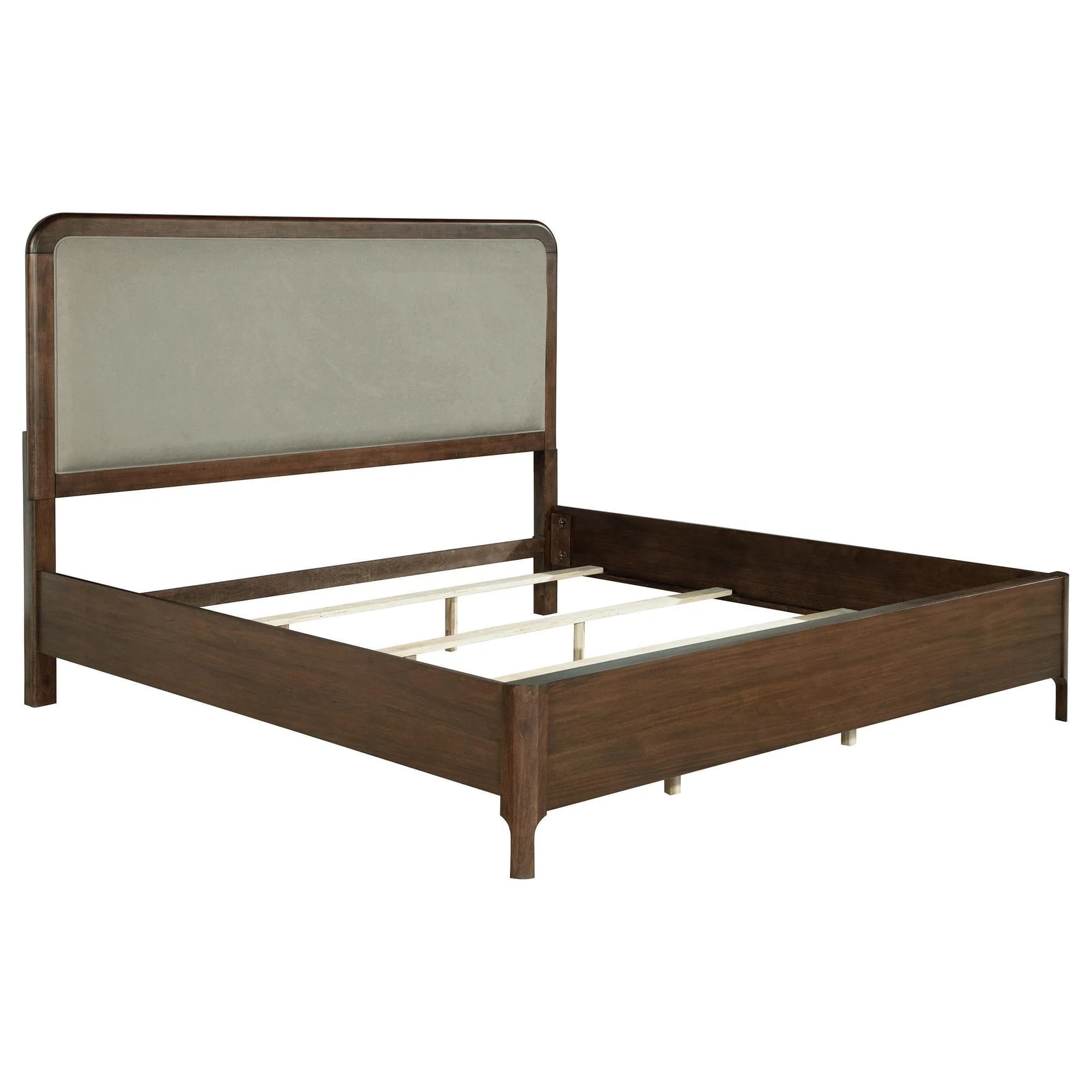 Maderia 57-inch Upholstered King Panel Bed Walnut - Image 1