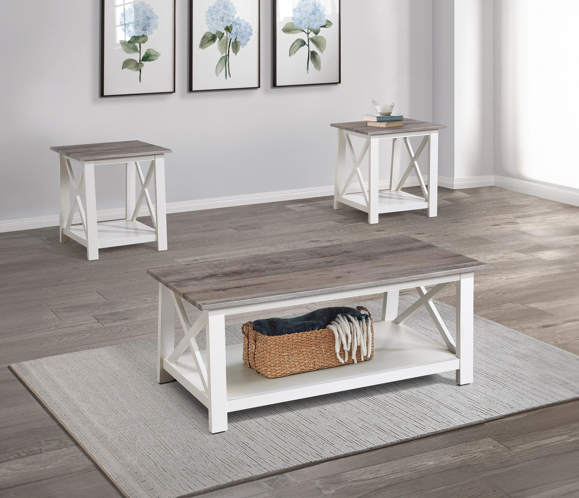 Thelma Beige Gray Coffee Table Set - Image 1