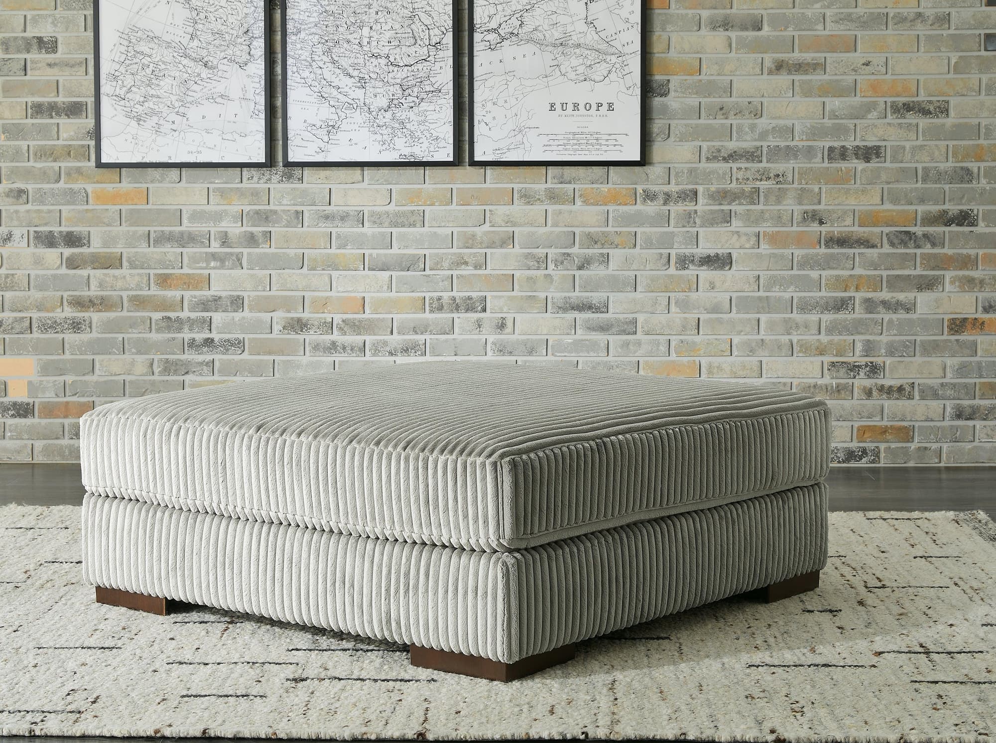 Lindyn Fog Velvet Oversized Accent Ottoman - Image 1