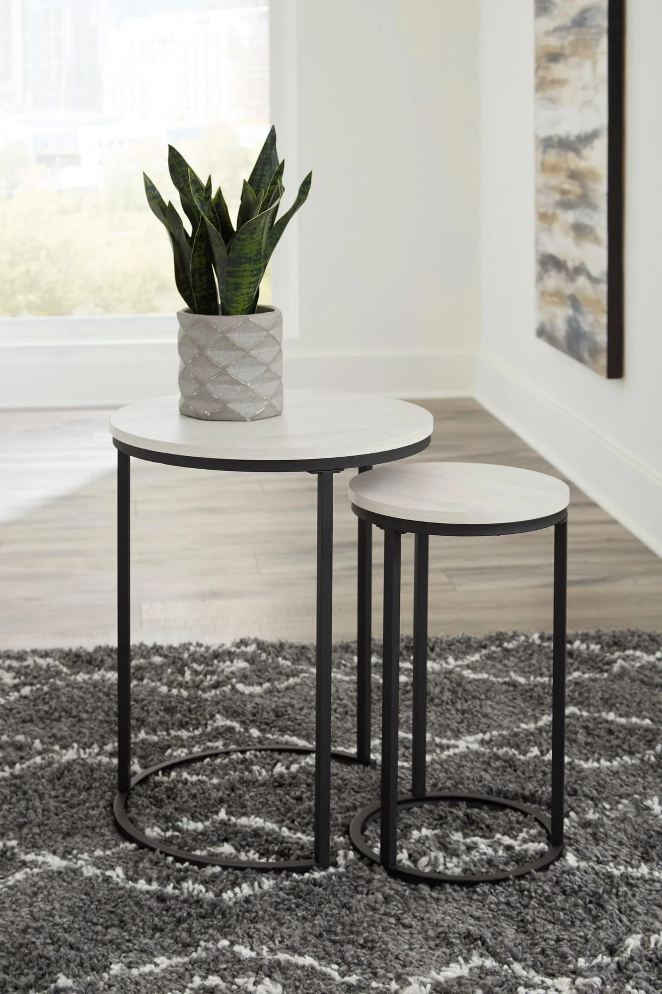 Briarsboro White Black Accent Table Set