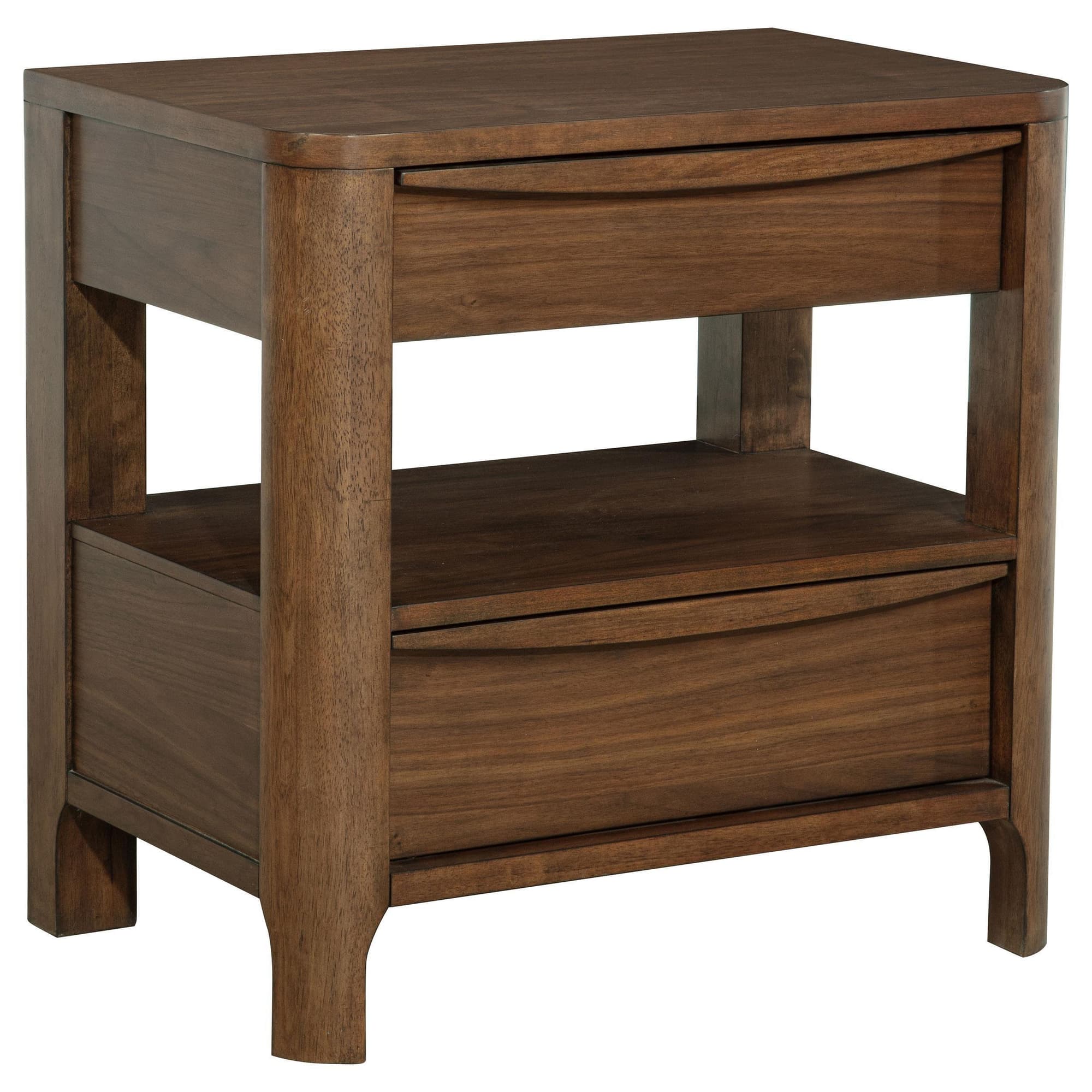 Maderia 2-drawer Nightstand Bedide Table Walnut - Image 1
