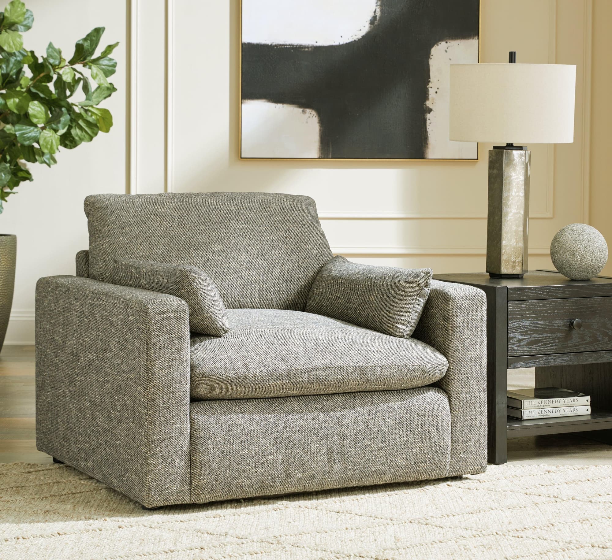 Dramatic Granite Chenille Oversized Chair - Image 1