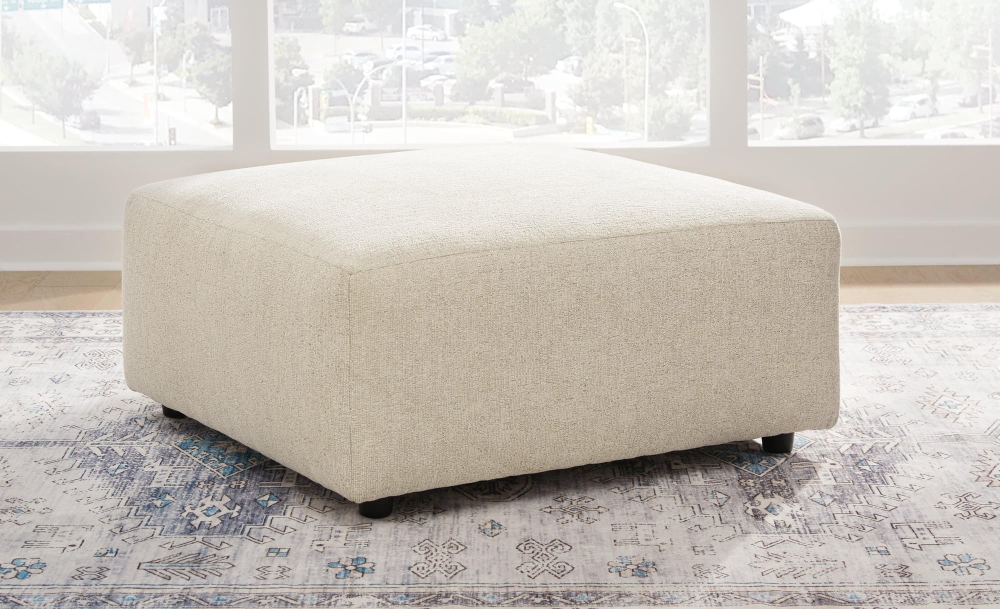 Edenfield Linen Chenille Oversized Accent Ottoman - Image 1