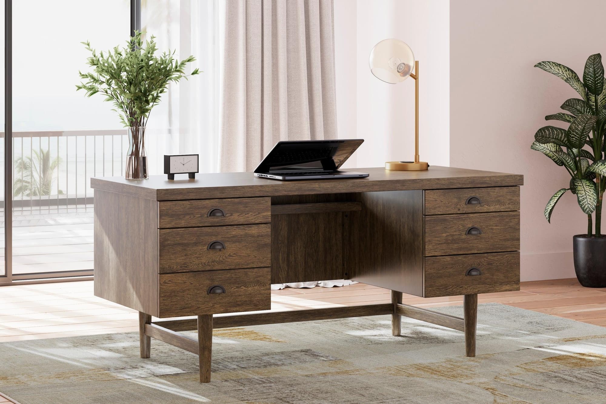 Austanny Warm Brown Office Desk - Image 1