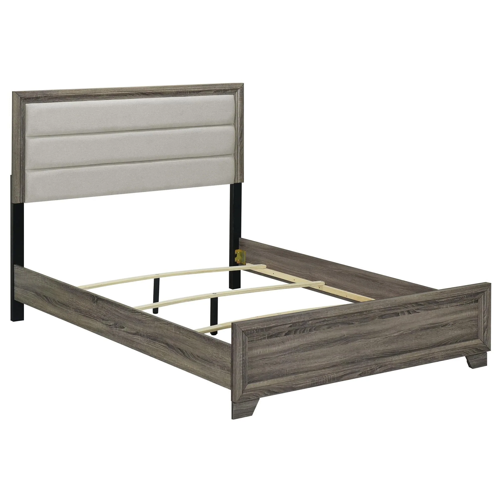 Wright 50-inch Upholstered King Bed Brown Oak - Image 1