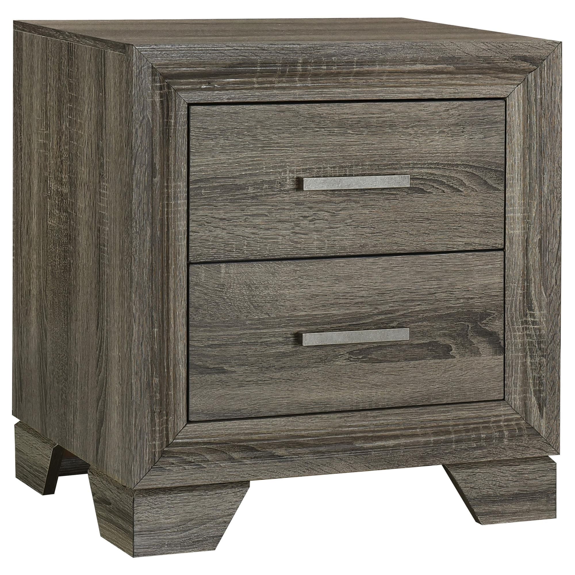 Wright 2-drawer Nightstand Bedide Table Brown Oak - Image 1
