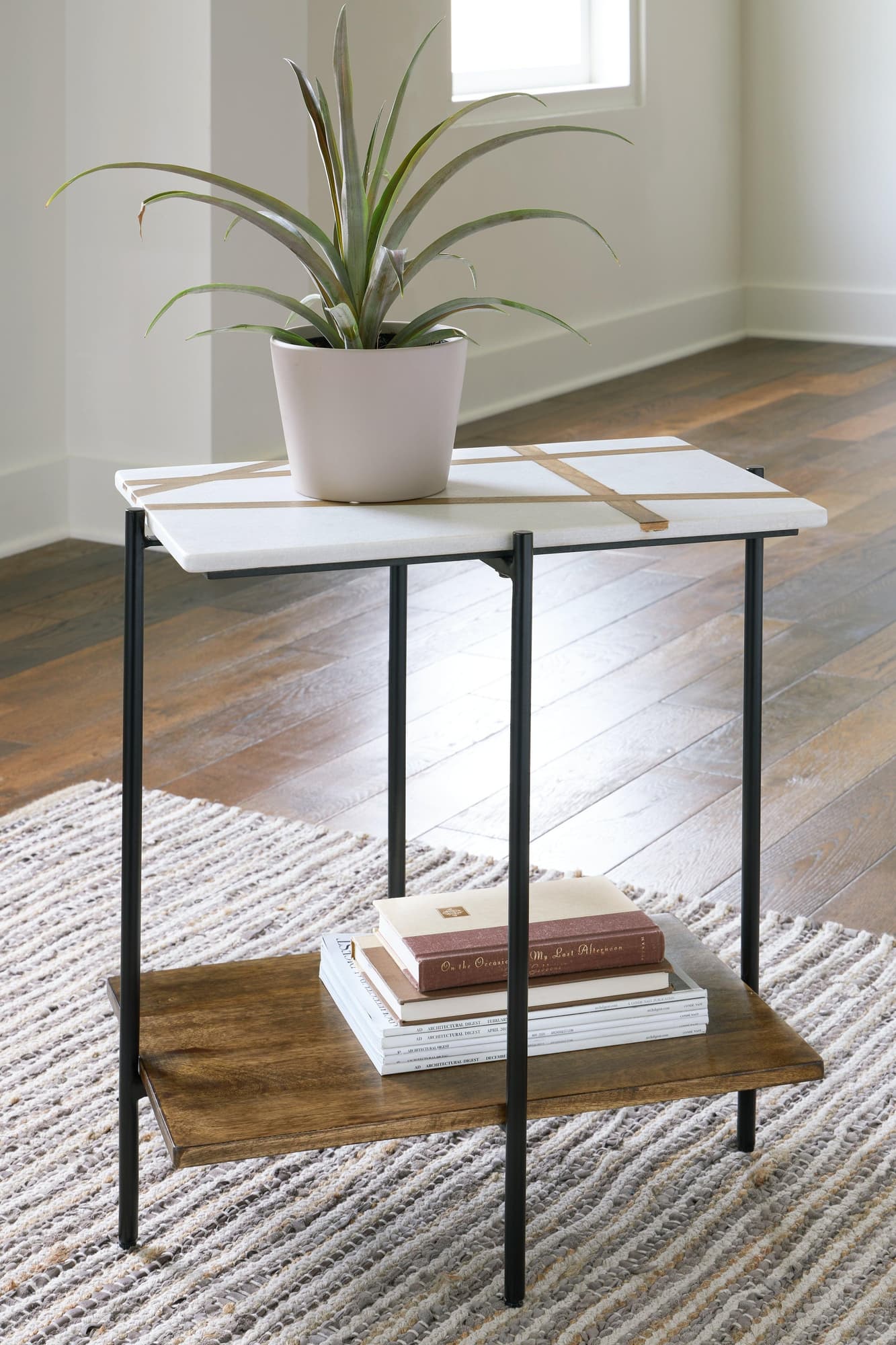 Braxmore White Light Brown Accent Table