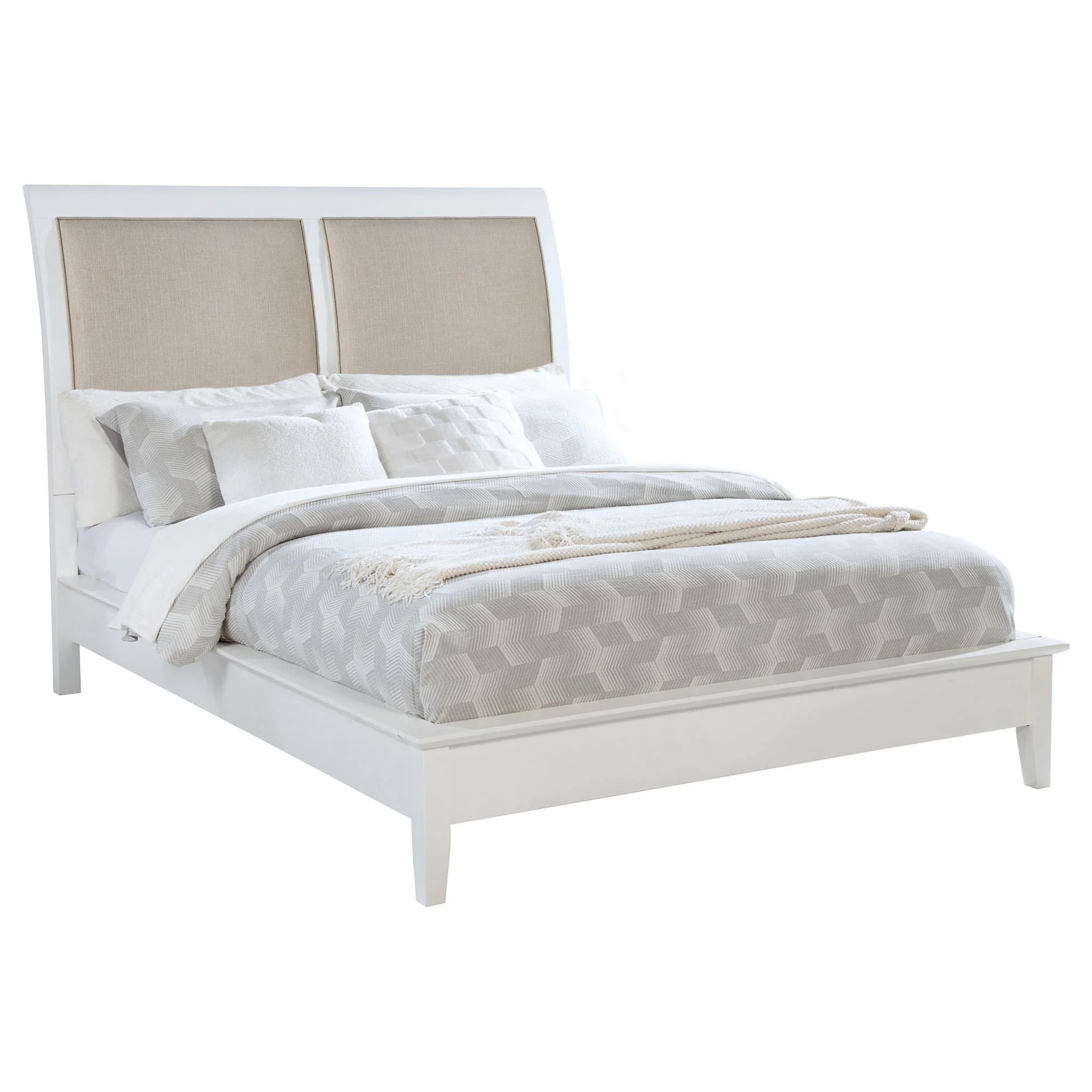 Bexhill 56-inch Upholstered Queen Panel Bed White - Image 1