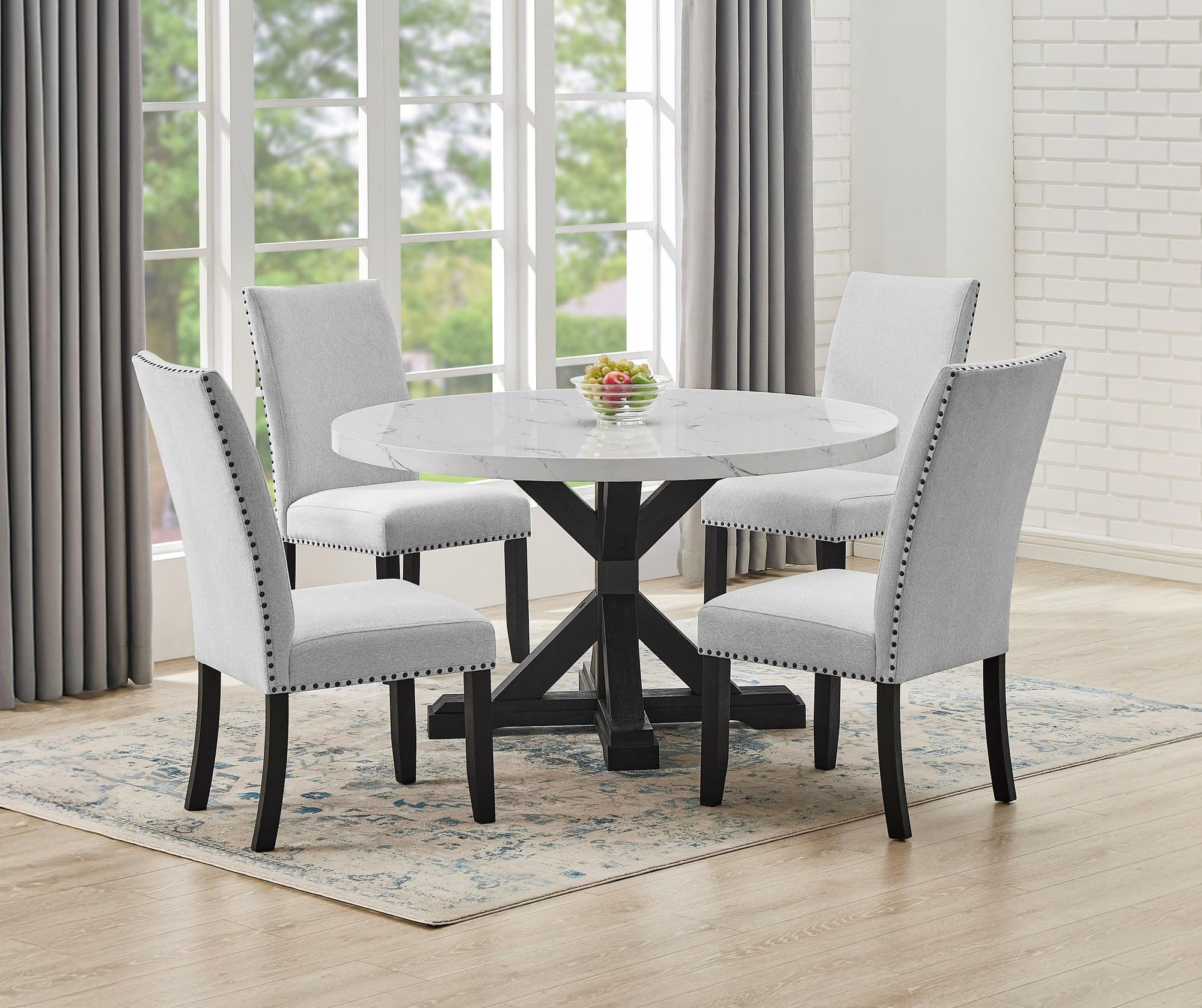 Vance Dove Gray Round Dining Room Set - Image 1