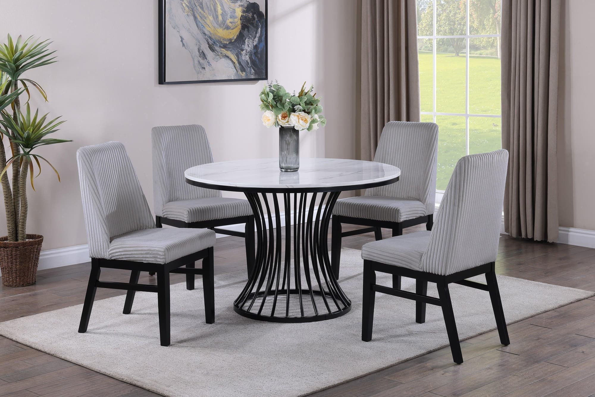 Hadley Light Gray Round Dining Room Set - Image 1