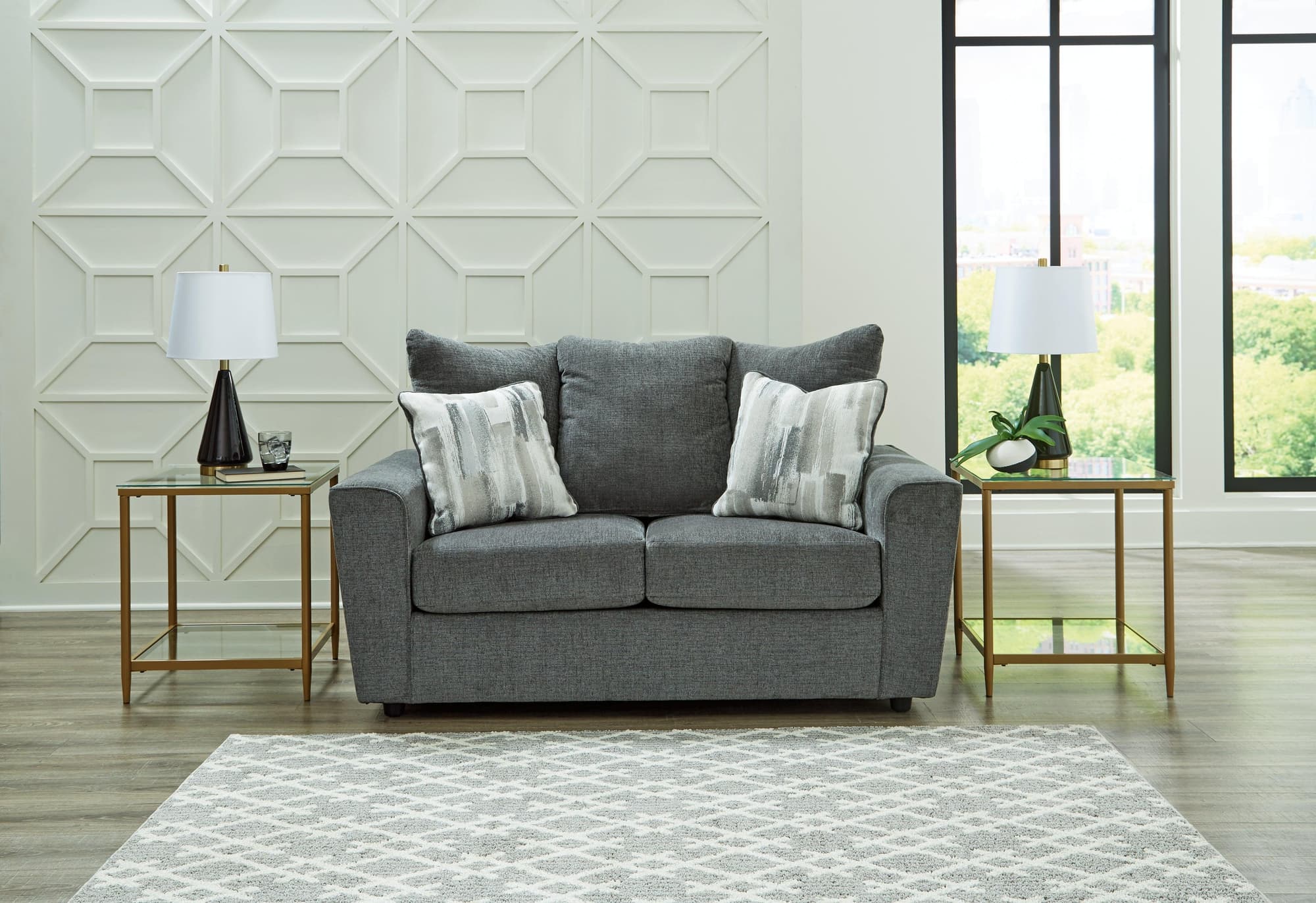 Stairatt Gravel Chenille Loveseat - Image 1