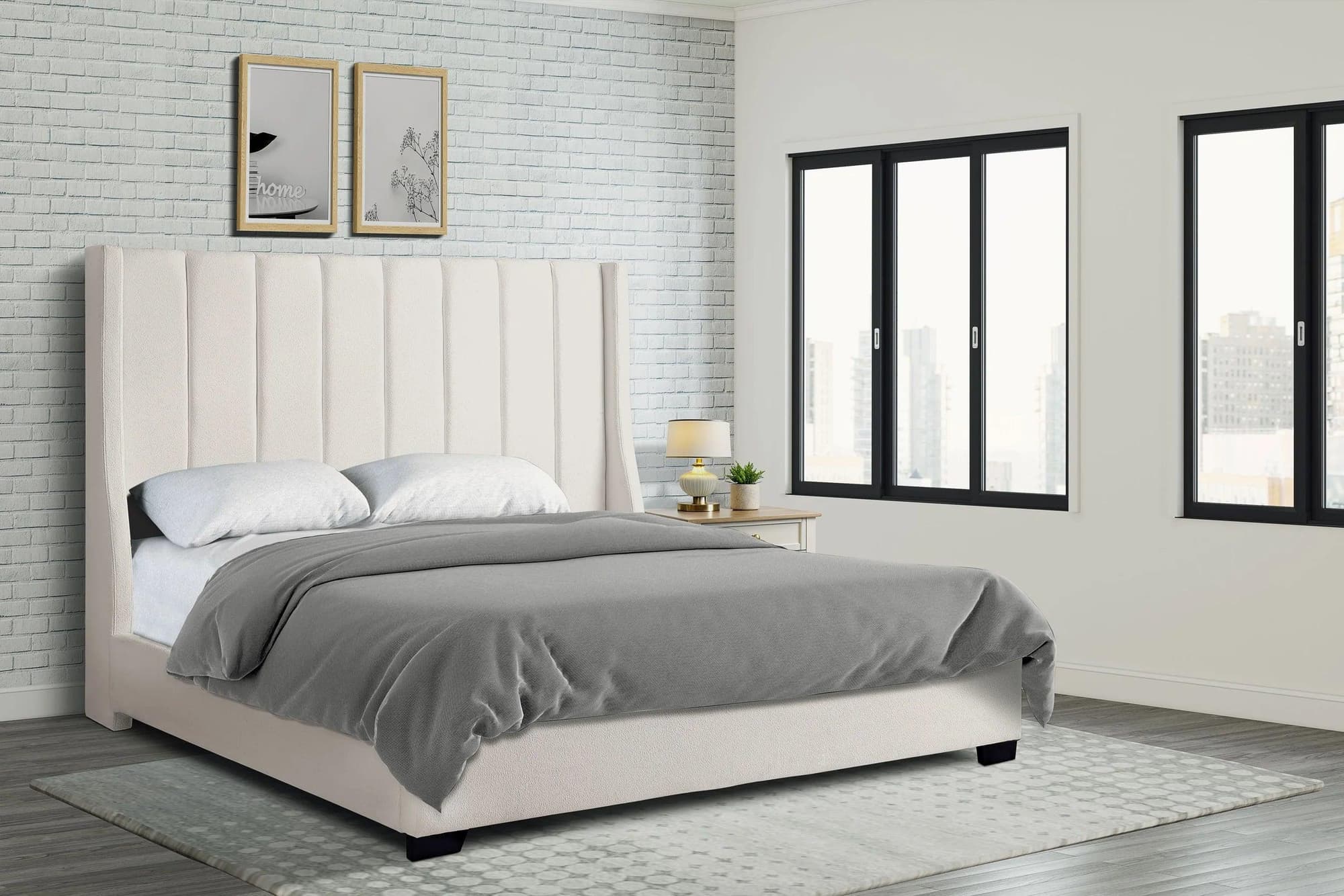 Harry Ivory Upholstered King Bed - Image 1