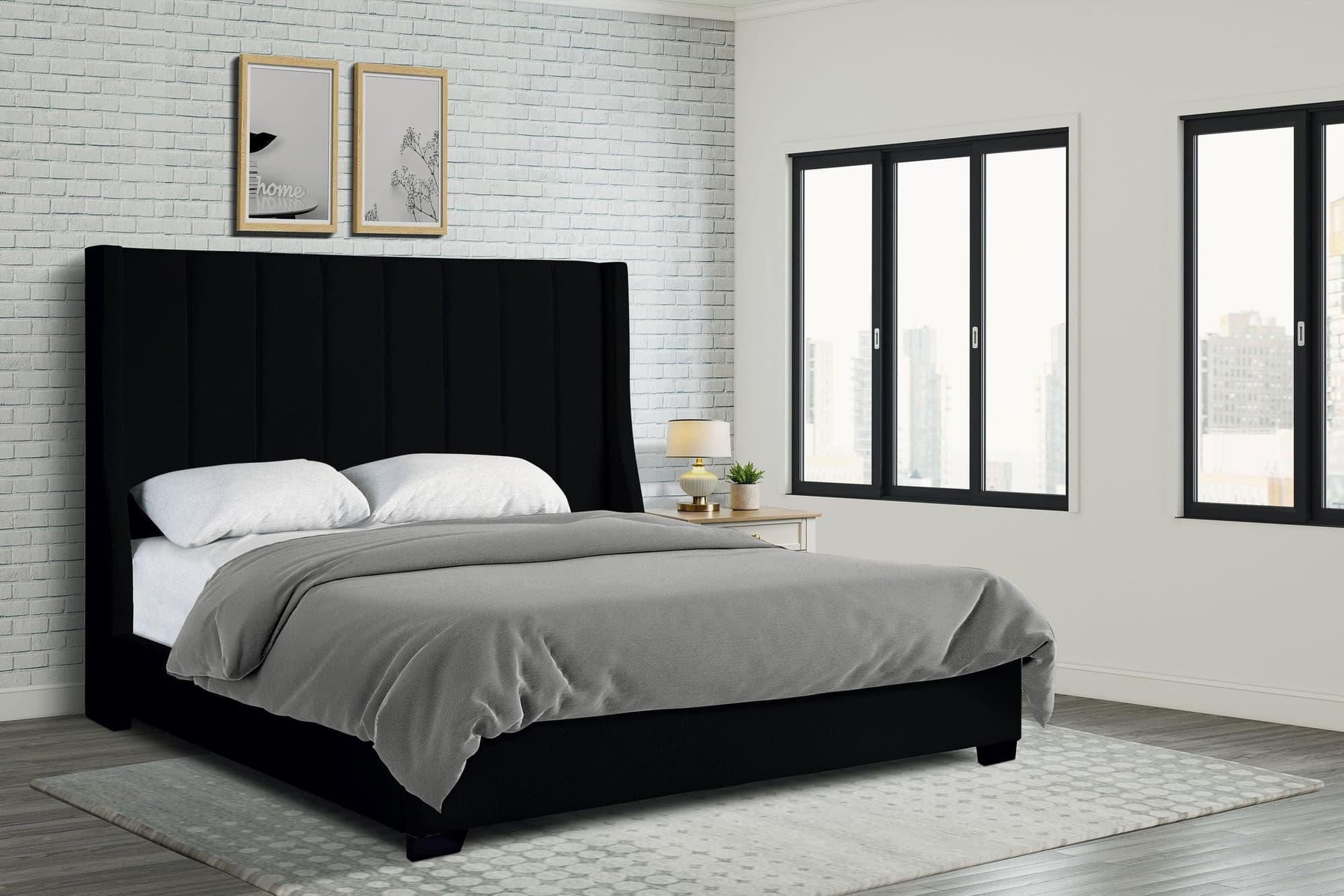 Harry Black Upholstered King Bed - Image 1