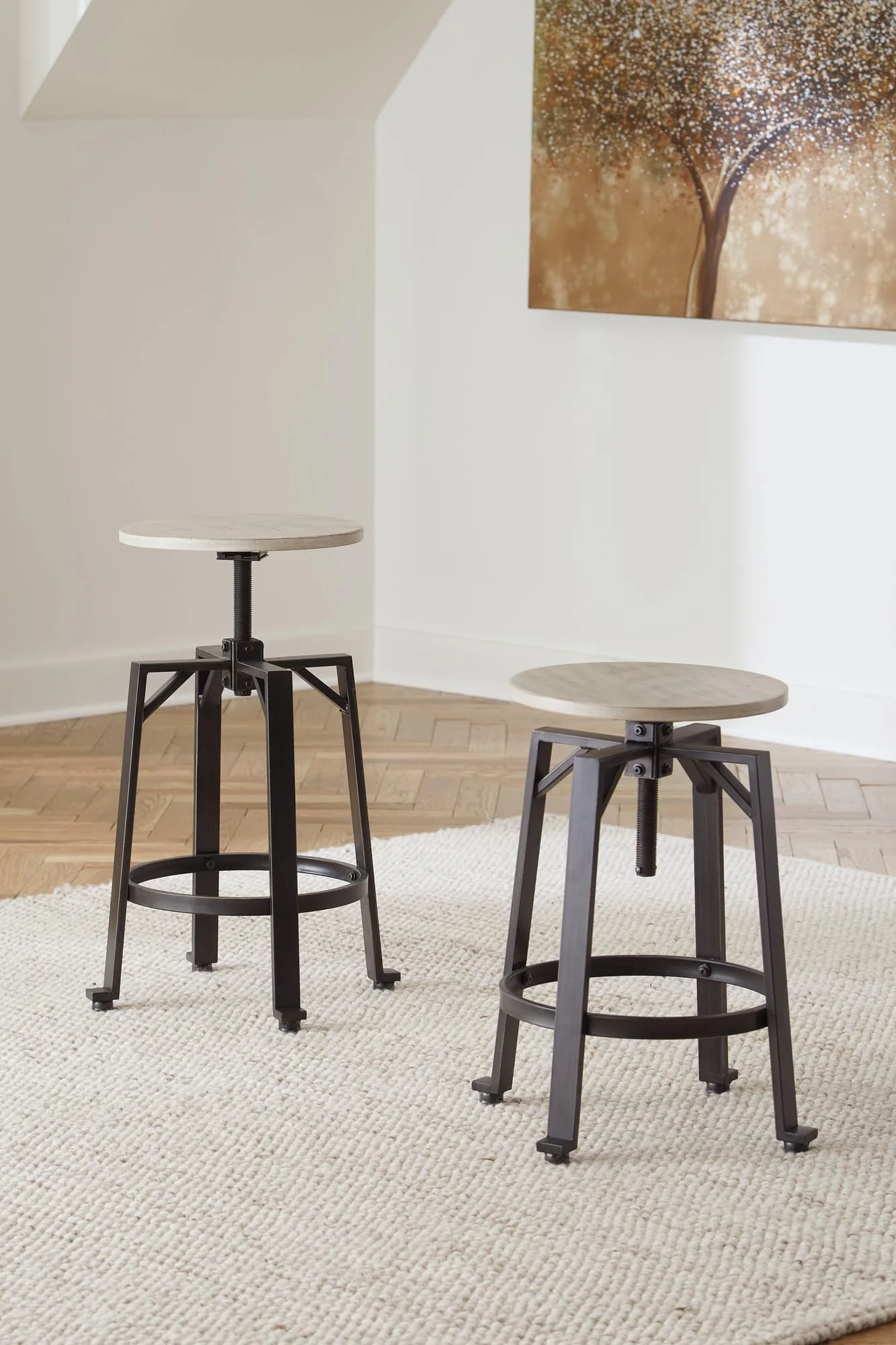 Karisslyn Whitewash Black Counter Height Stool