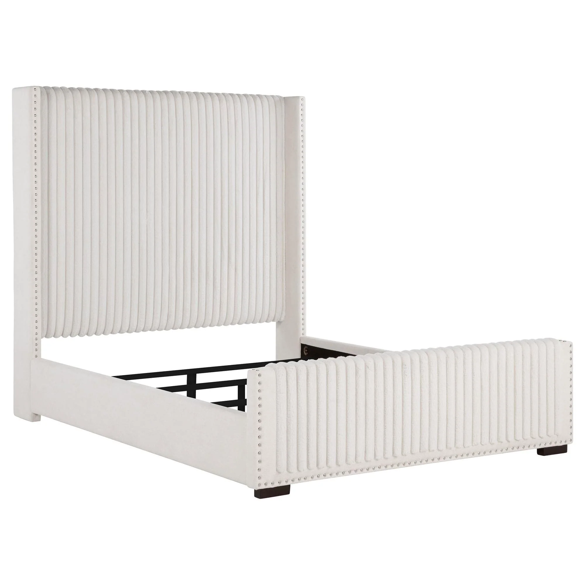 Natasha 69-inch Upholstered King Wingback Bed Cream - Image 1