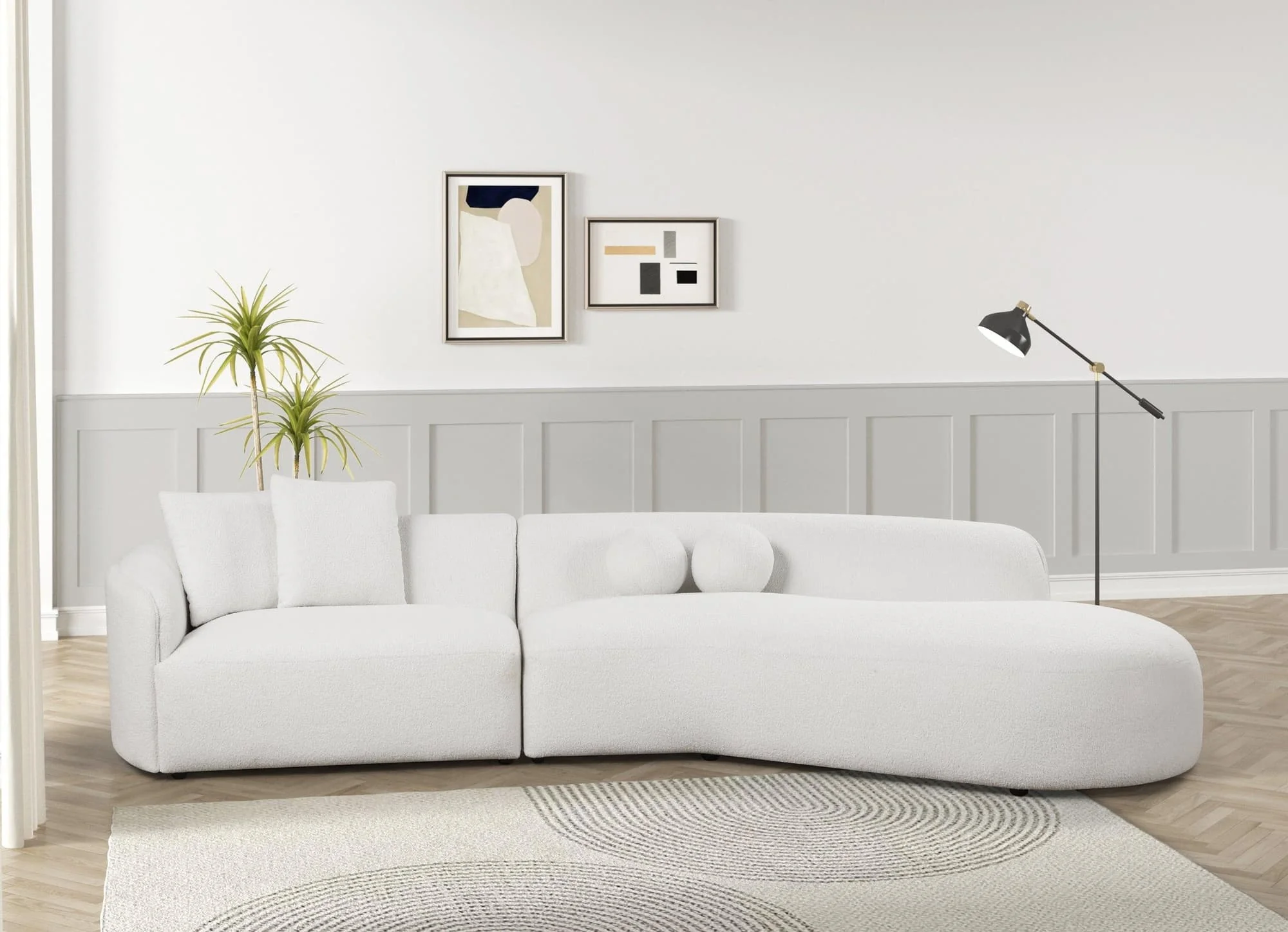 Mia Beige Boucle Sectional - Image 1