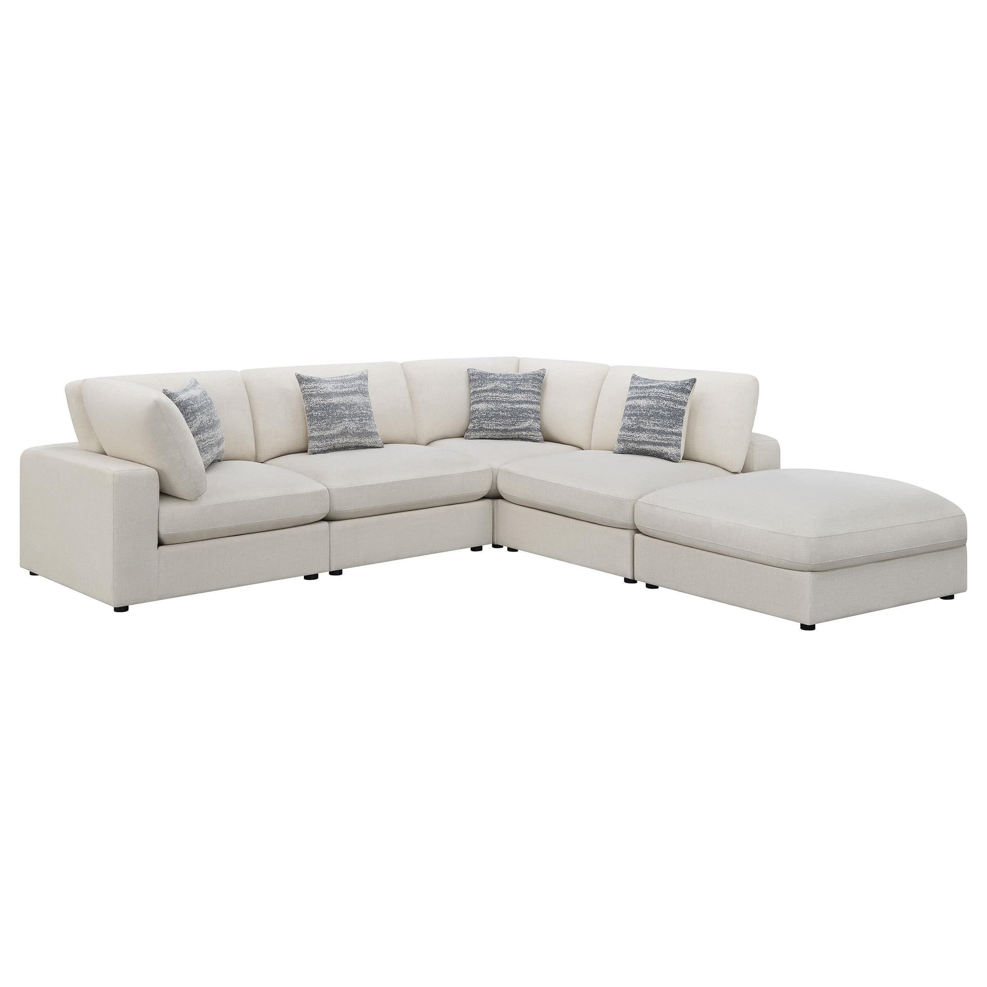 Serene 5-Piece Upholstered Modular Sectional Sofa Beige - Image 1