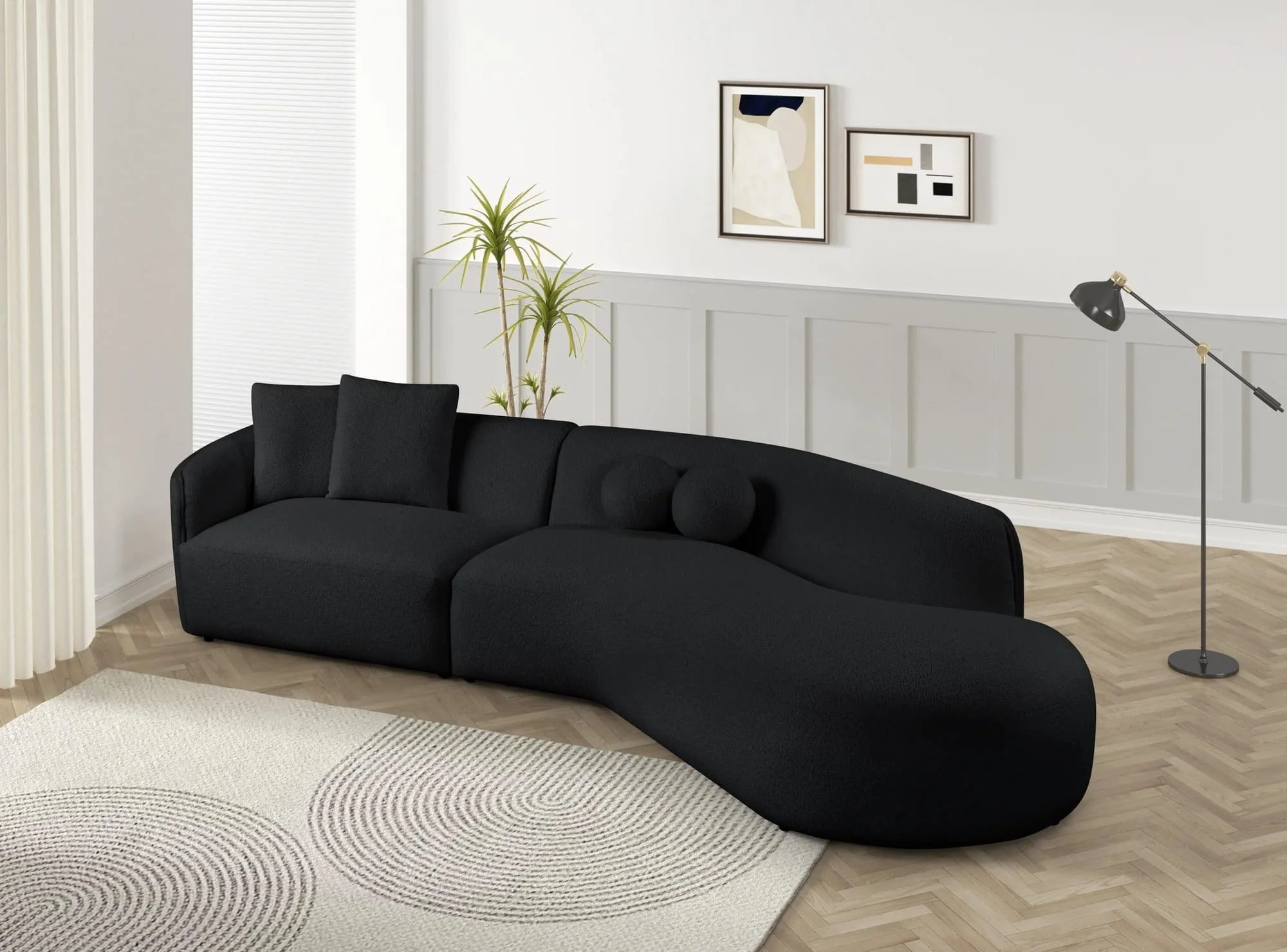 Mia Black Boucle Sectional - Image 1