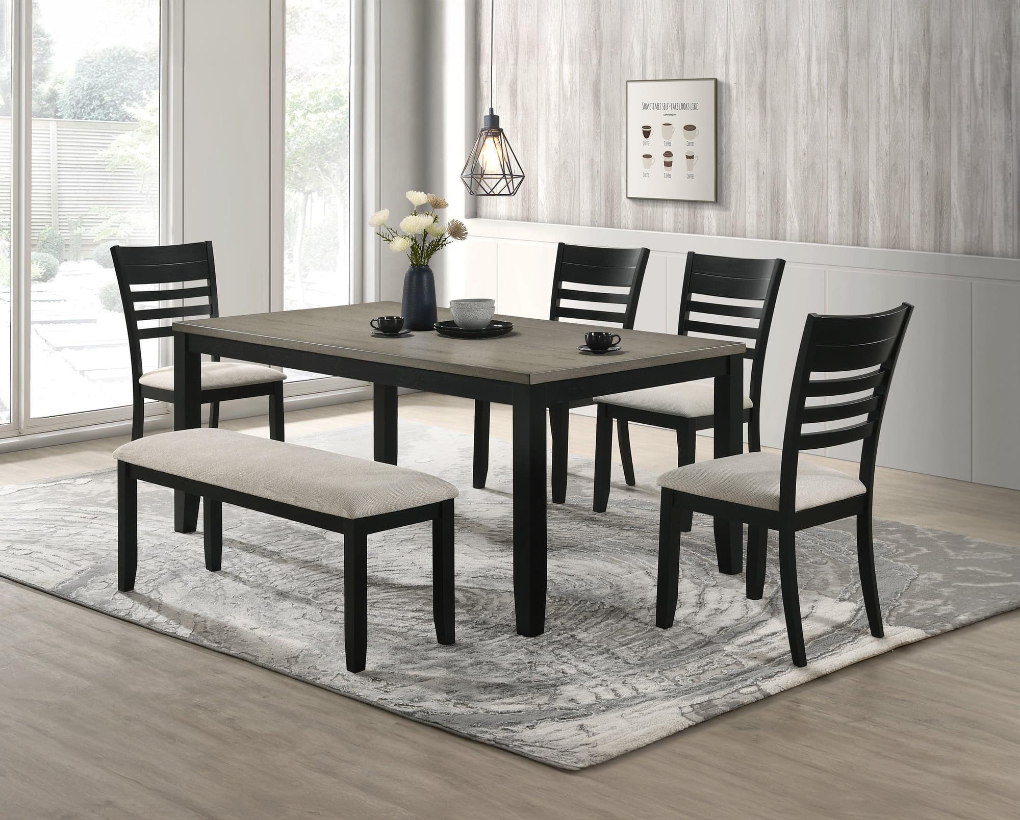 Folio Gray Black Rectangular Dining Room Set - Image 1