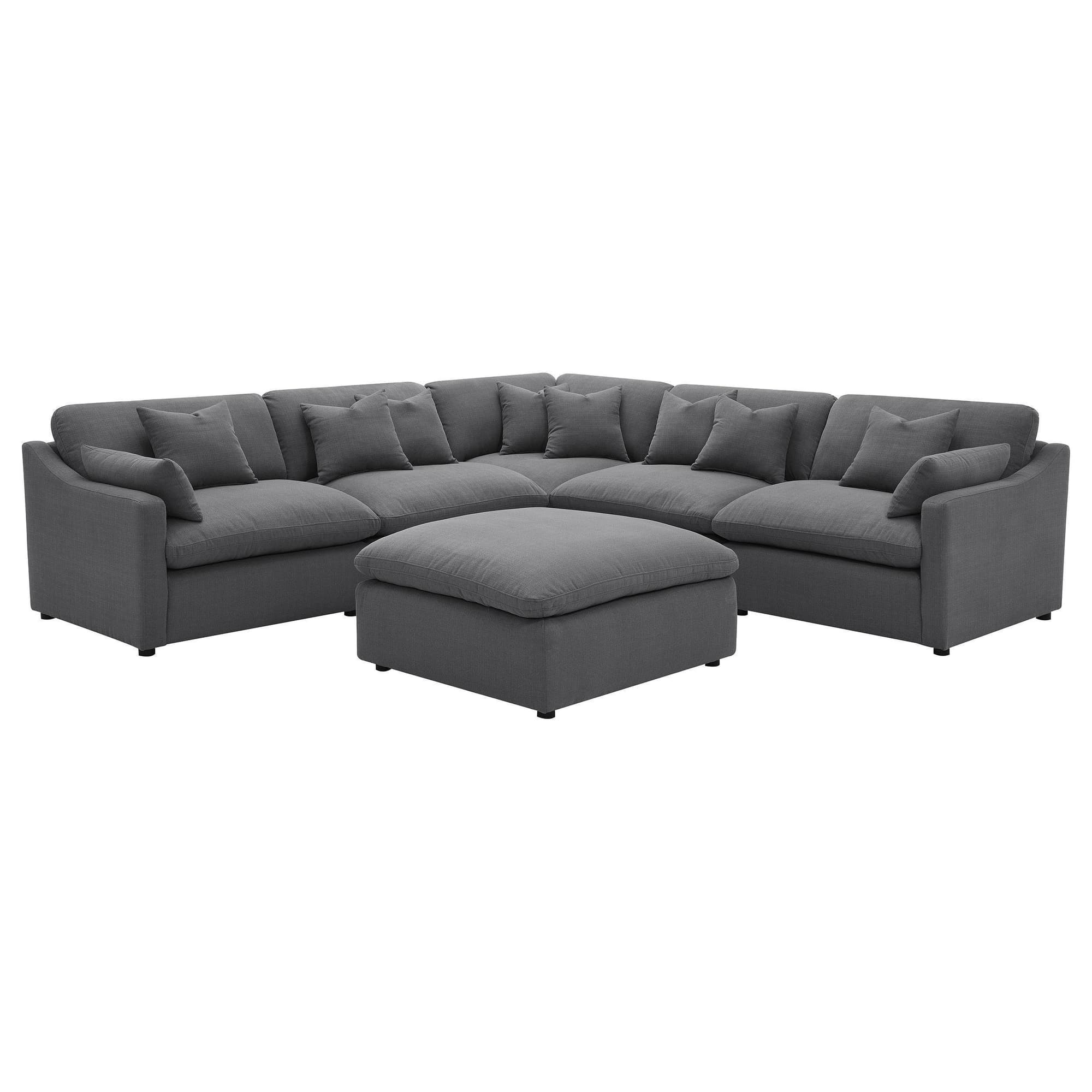Hobson 6-Piece Upholstered Modular Sectional Sofa Charcoal - Image 1