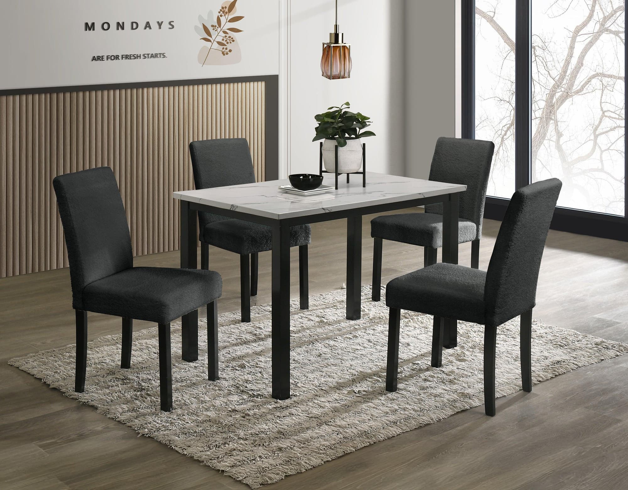 Resia Black White Rectangular Dining Room Set - Image 1