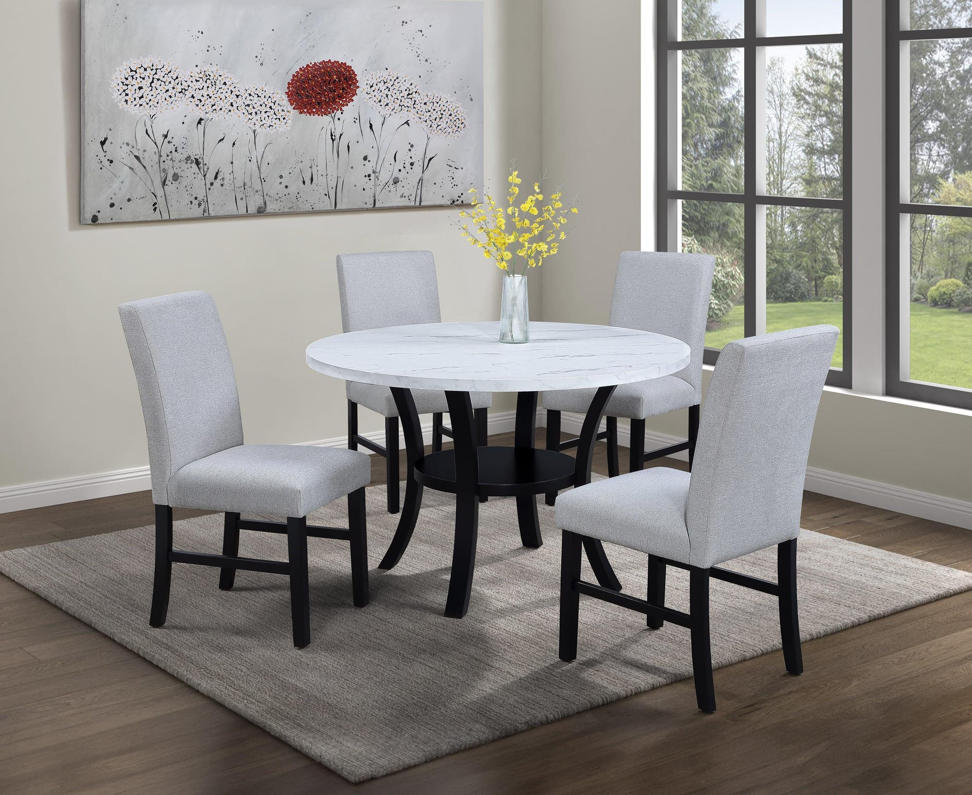 Isla Light Gray White Round Dining Room Set - Image 1