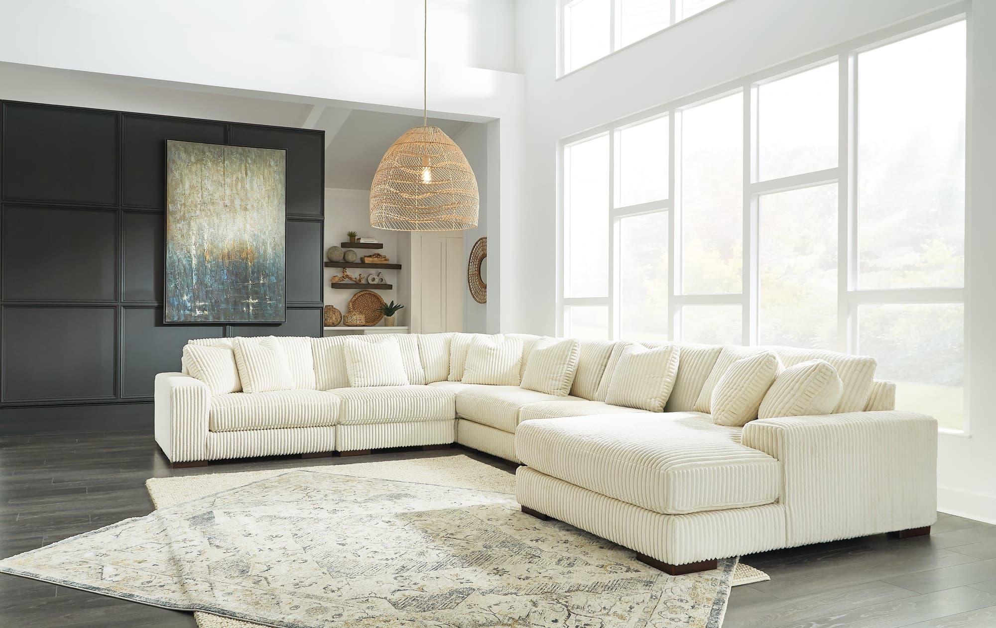 Lindyn Ivory 6-Piece Sectional With Chaise - Image 1