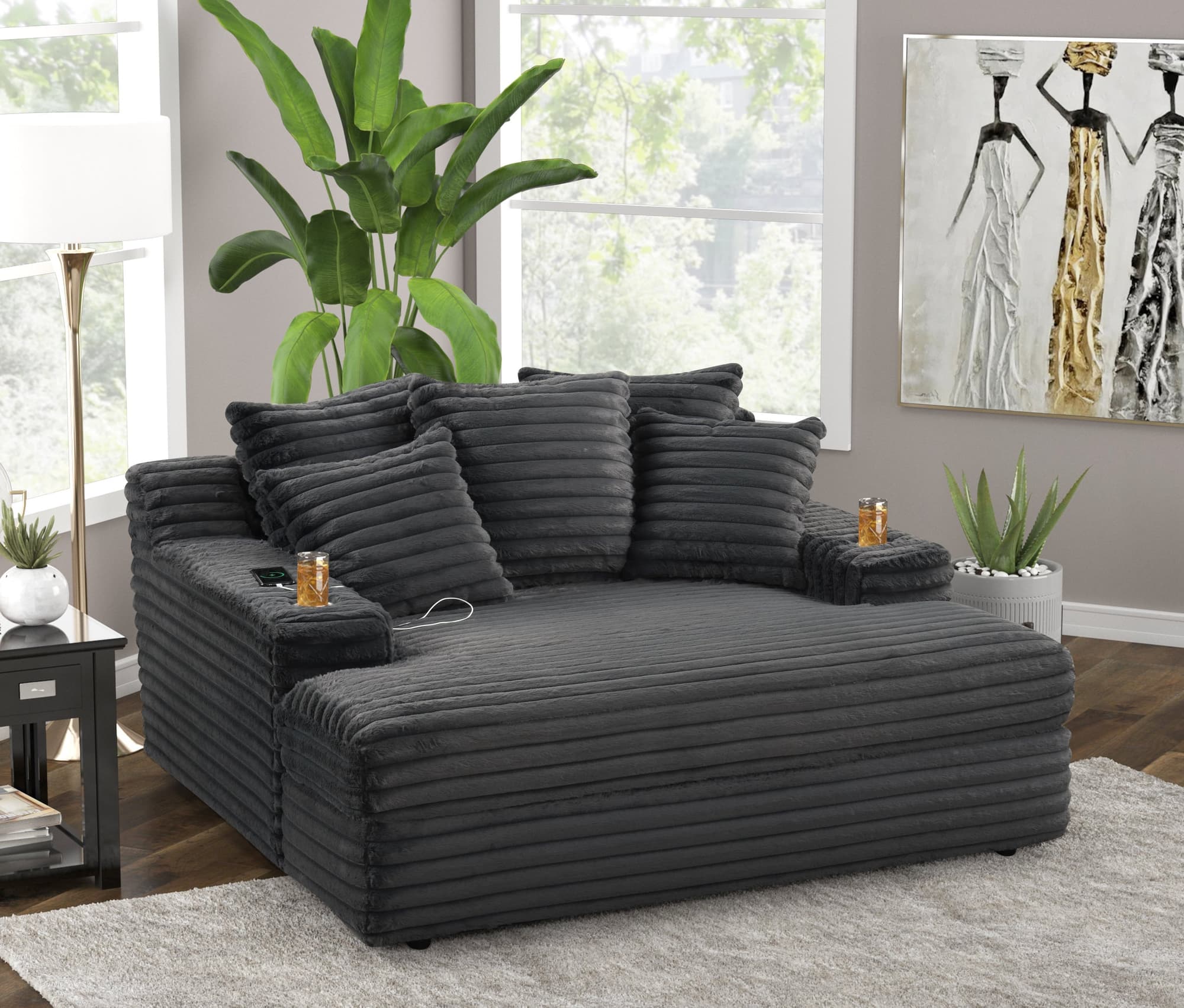 Happy Homes 4800 Charcoal Chaise Lounge - Image 1