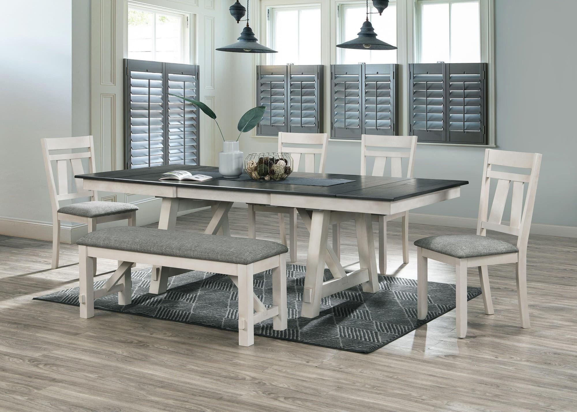 Maribelle Chalk Gray Extendable Dining Room Set - Image 1