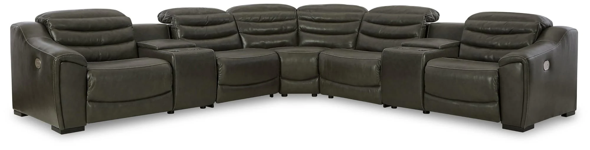 Center Line Dark Gray 7-Piece Power Reclining Sectional - Image 1