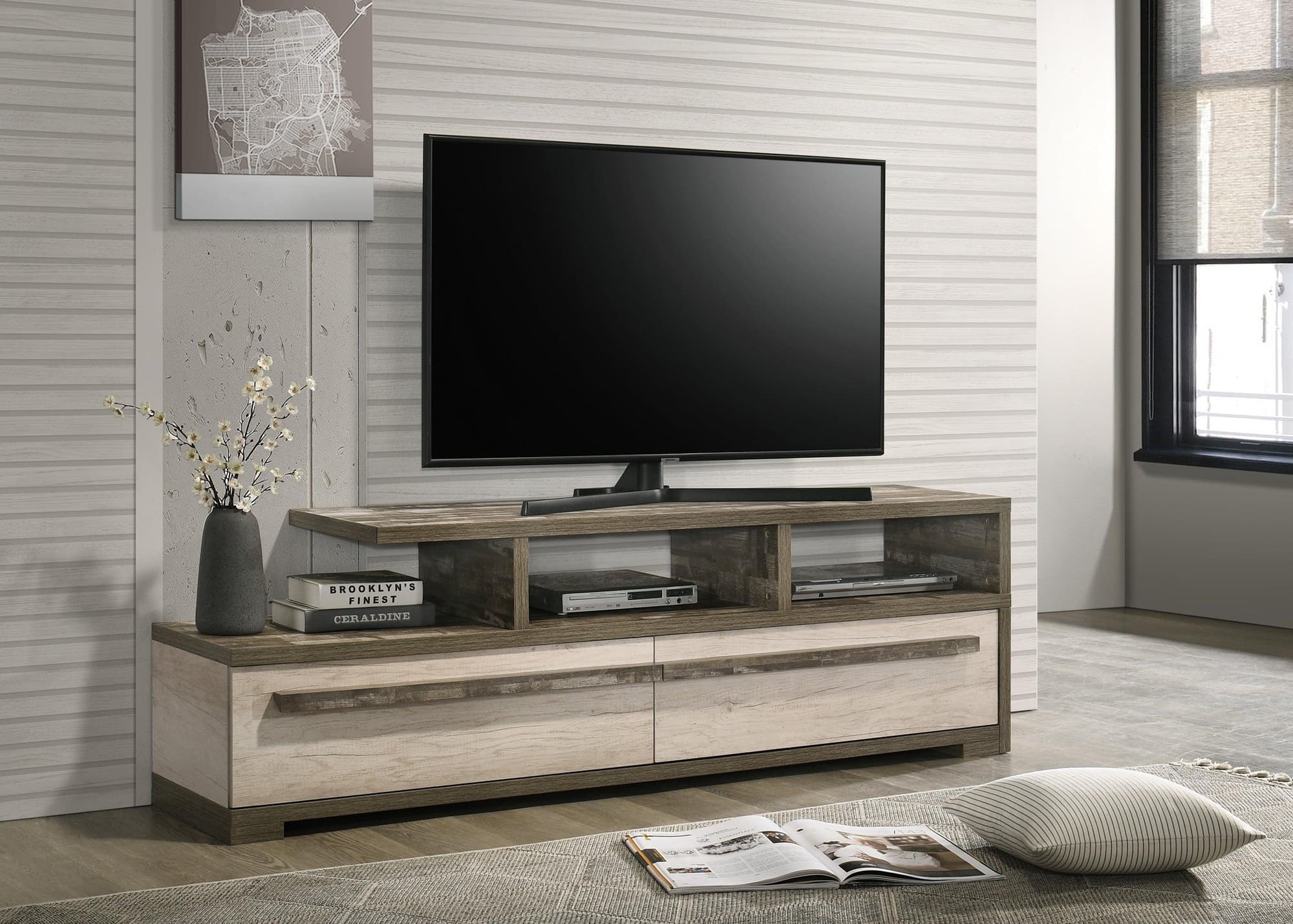 Patterson Natural Gray TV Stand - Image 1