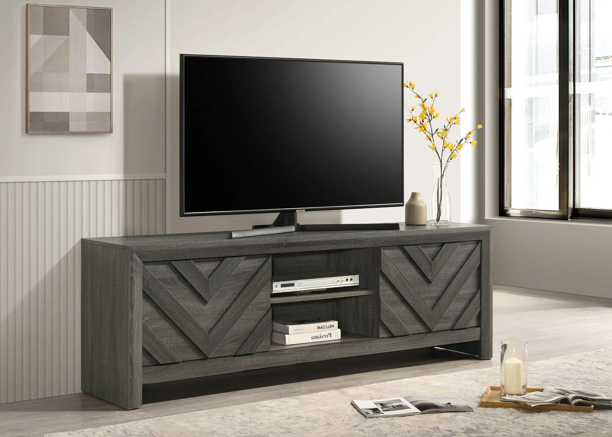 Valor Gray TV Stand - Image 1